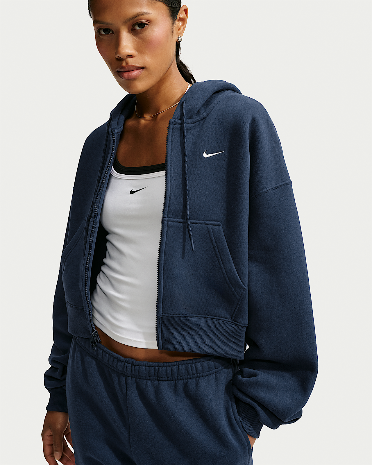 Женское худи Nike Studio Fleece Medium Weight Oversized Full-Zip Cropped Hoodie