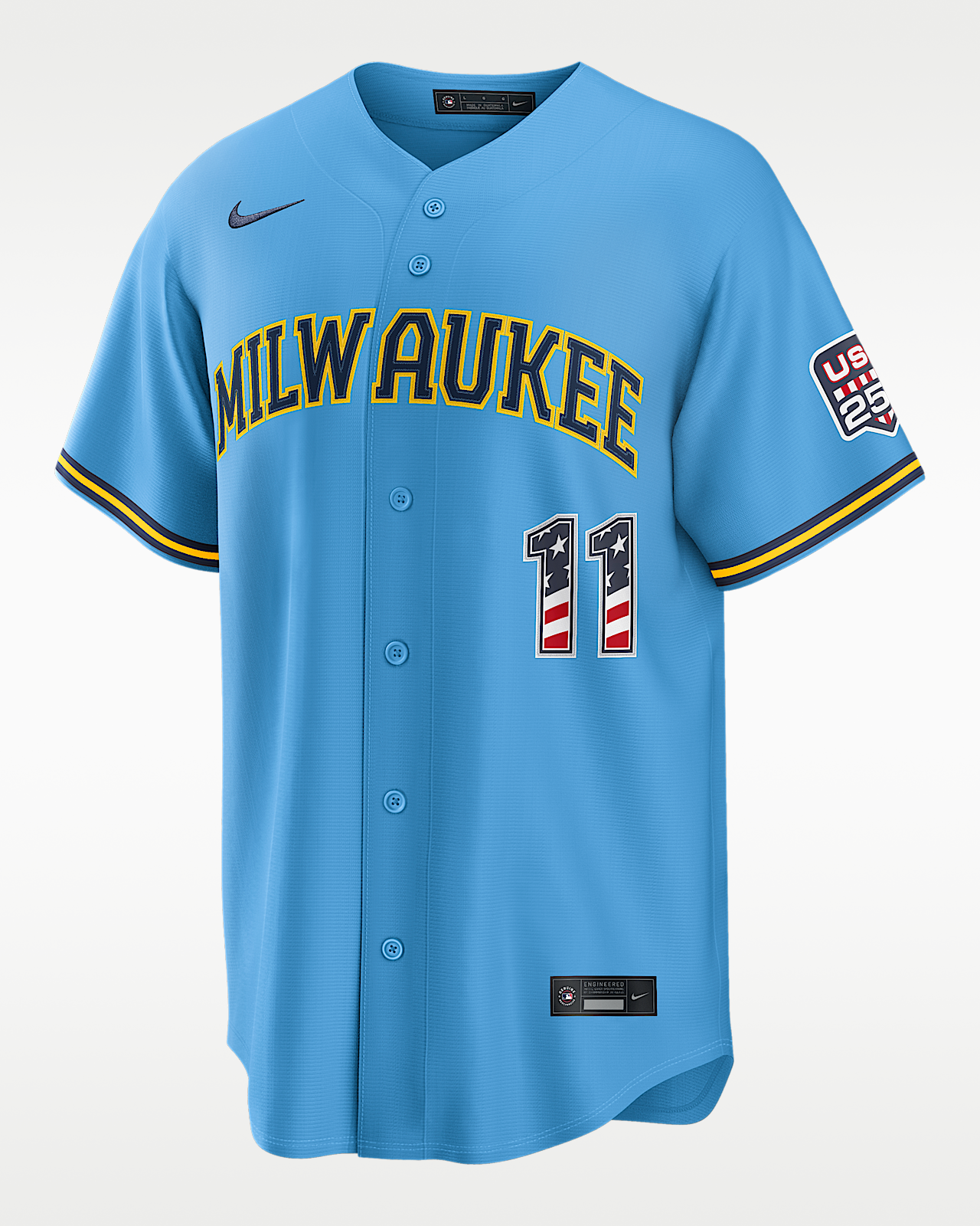Мужские джерси Jackson Chourio Milwaukee Brewers USA 250 Nike MLB Stadium Jersey