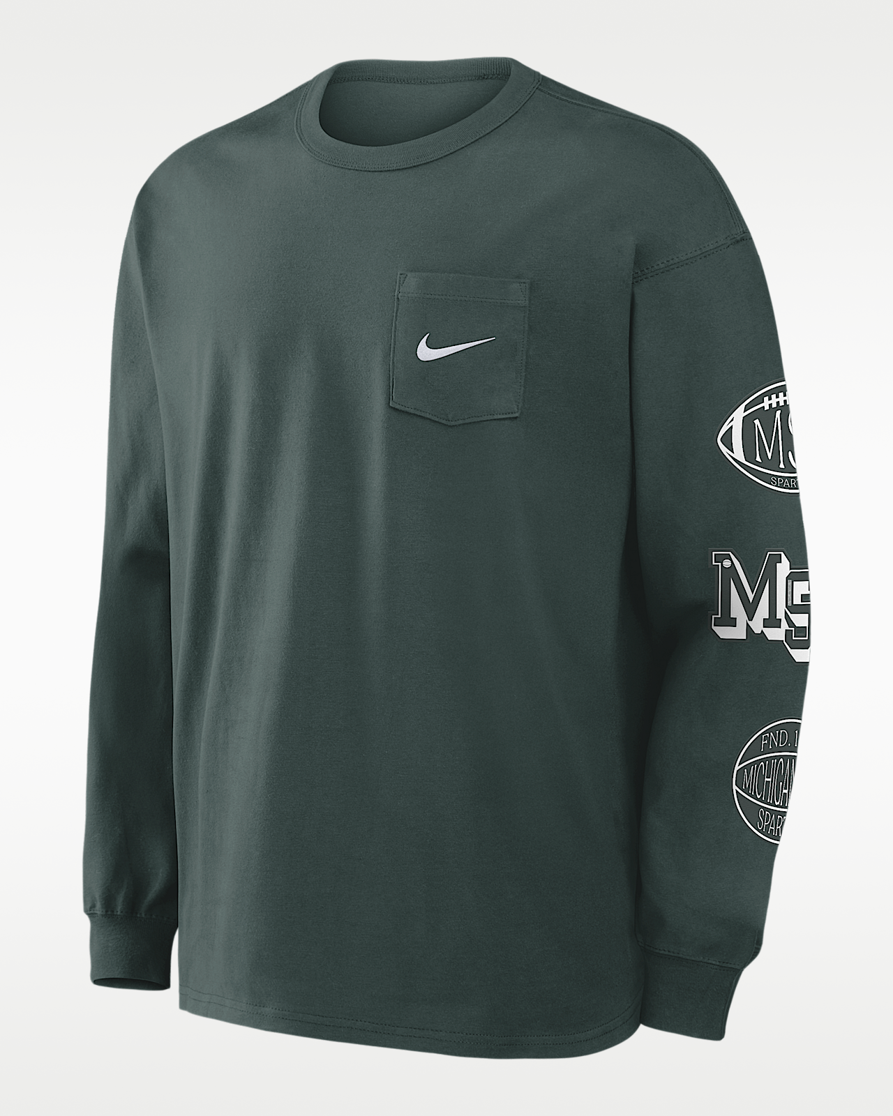 Мужская футболка Michigan State Academic Max90 Pocket Nike College Long-Sleeve