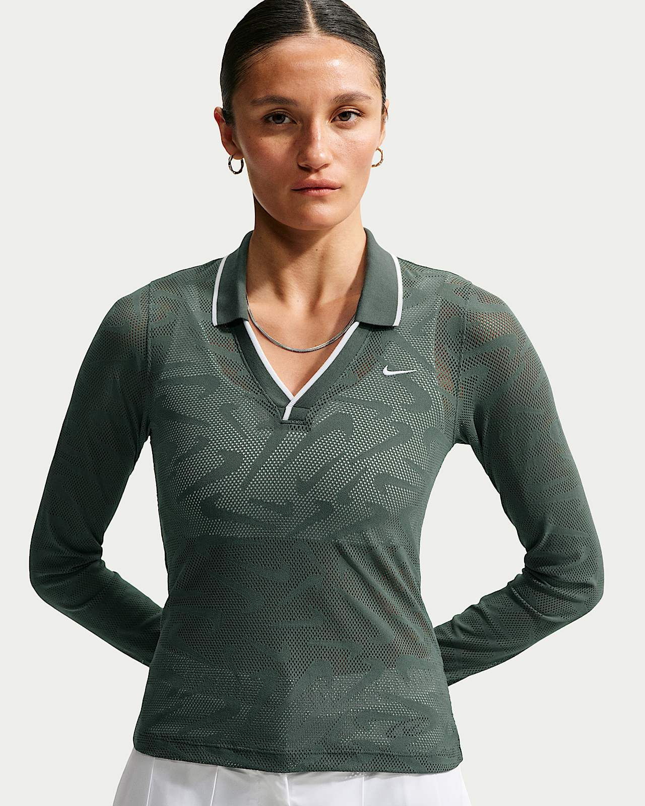 Женские тайтсы Nike Sportswear Chill Knit Tight Mod-Cropped Long-Sleeve Lace Top