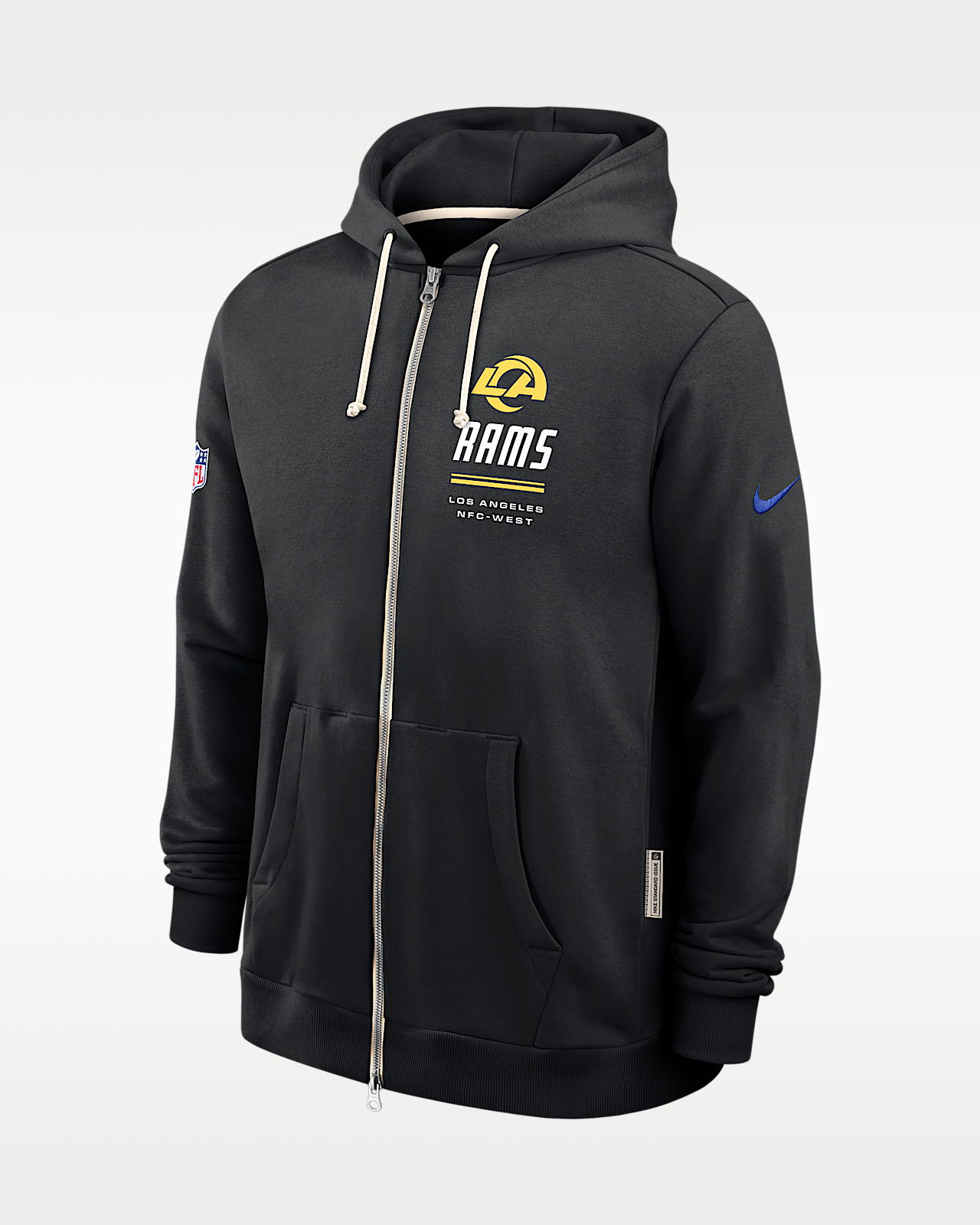 Мужское худи Los Angeles Rams Sideline Standard Issue Nike Dri-FIT NFL Full-Zip Hoodie