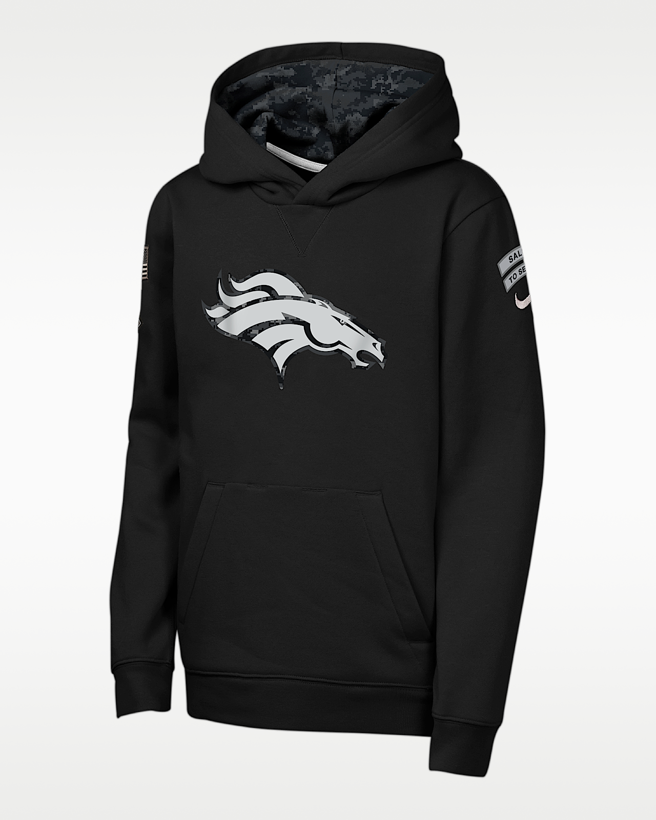Детское худи Denver Broncos Salute to Service Sideline Club Big Kids' Nike NFL Pullover Hoodie