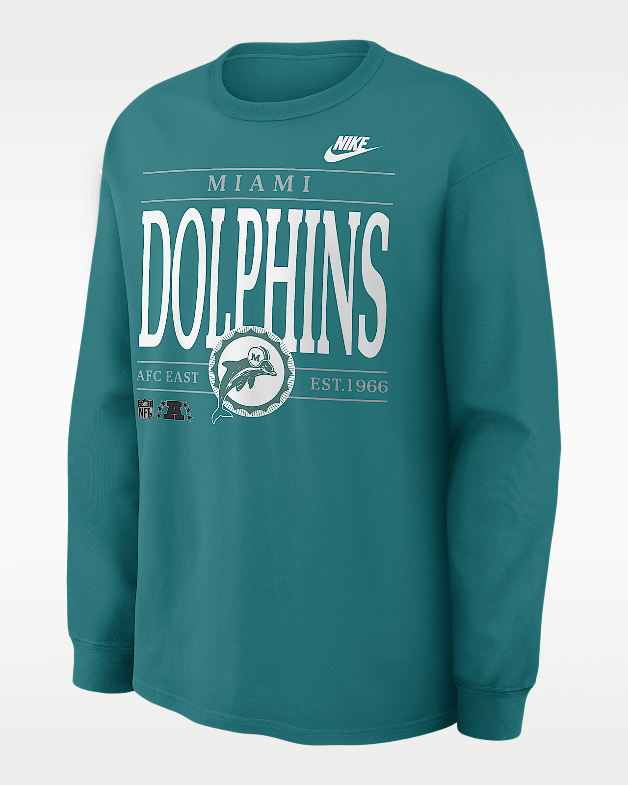 Мужская футболка Miami Dolphins Rewind Max90 Nike NFL Long-Sleeve