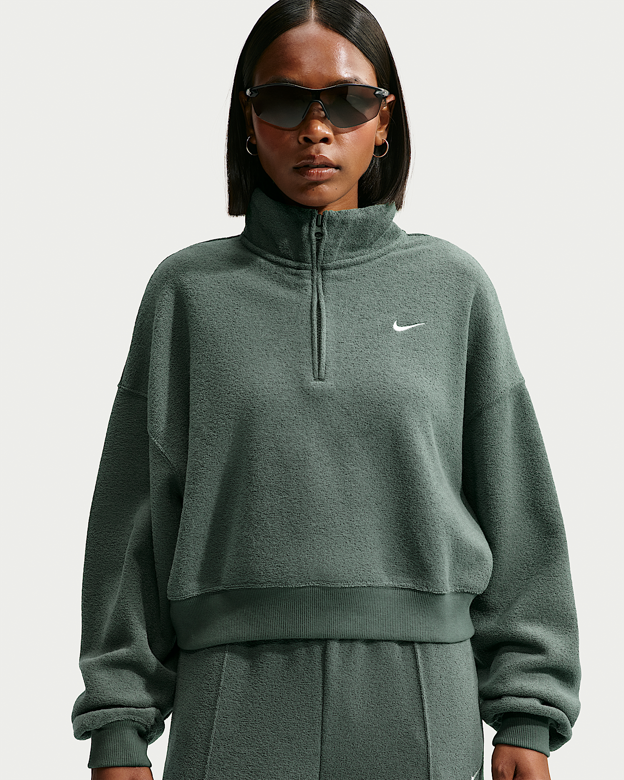 Женские  Nike Studio Fleece Plush Oversized 1/4-Zip Cropped Top