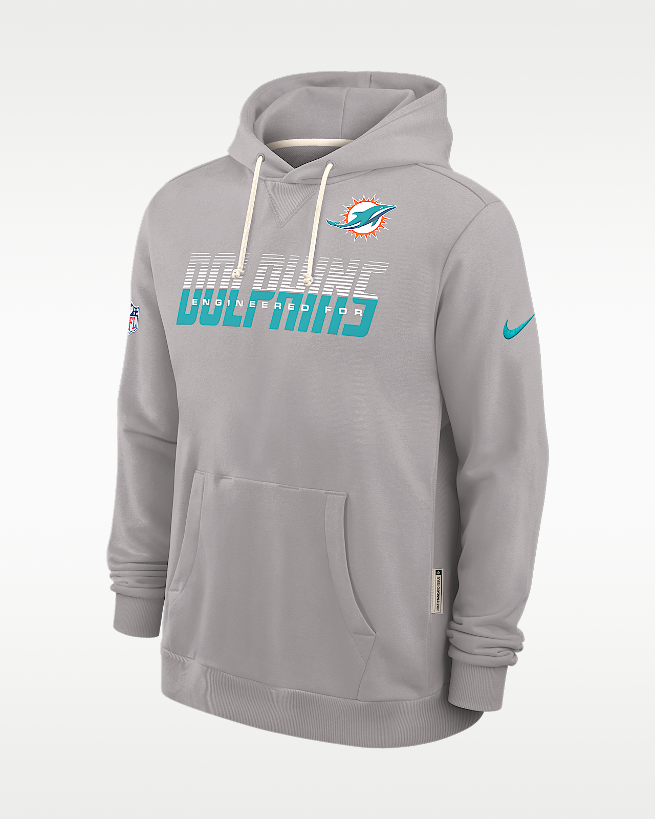Мужское худи Miami Dolphins Sideline Standard Issue Nike Dri-FIT NFL Pullover Hoodie