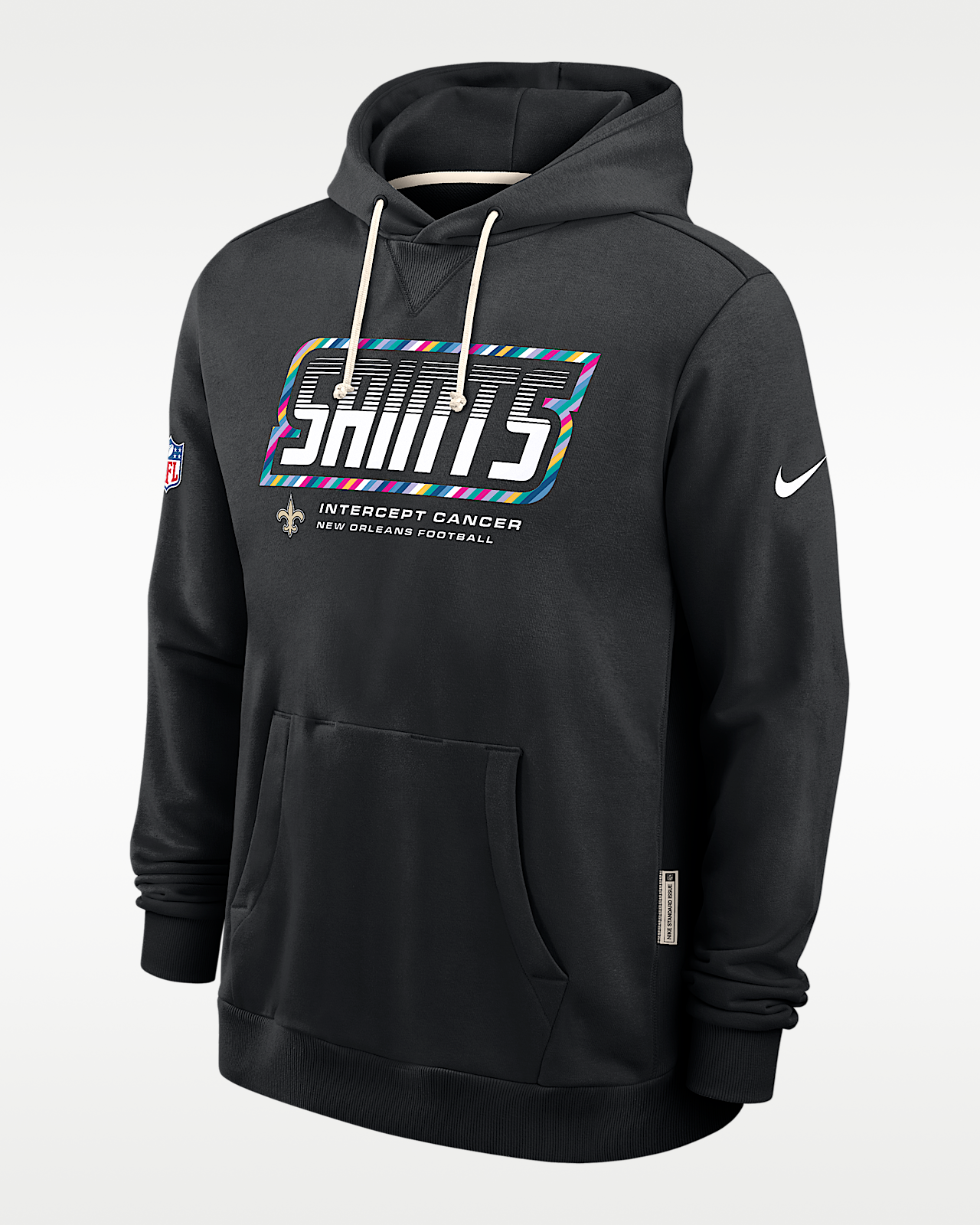 Мужское худи New Orleans Saints Crucial Catch Sideline Standard Issue Nike Dri-FIT NFL Pullover Hoodie