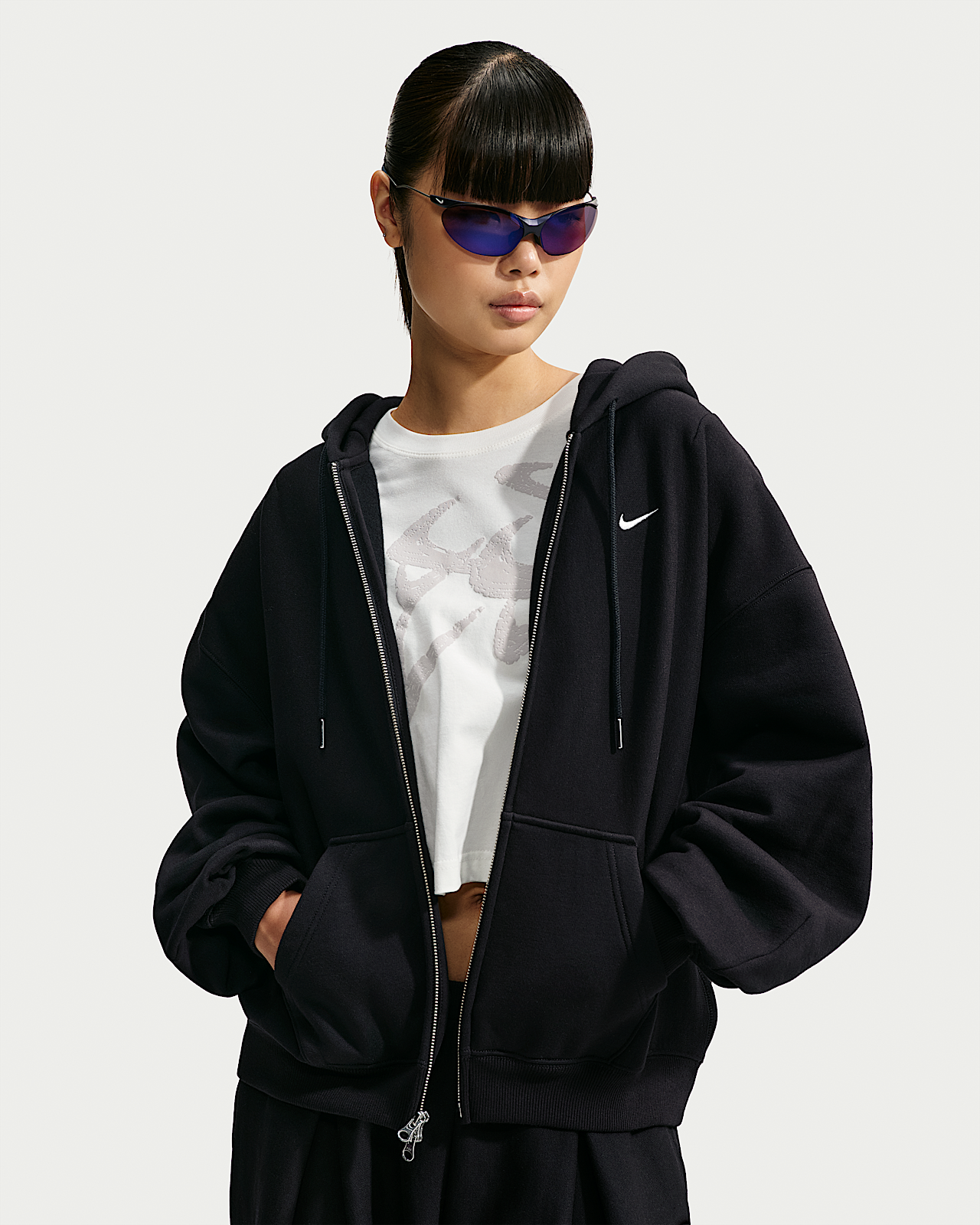 Женское худи Nike Studio Fleece Heavyweight Oversized Pleated Full-Zip Hoodie