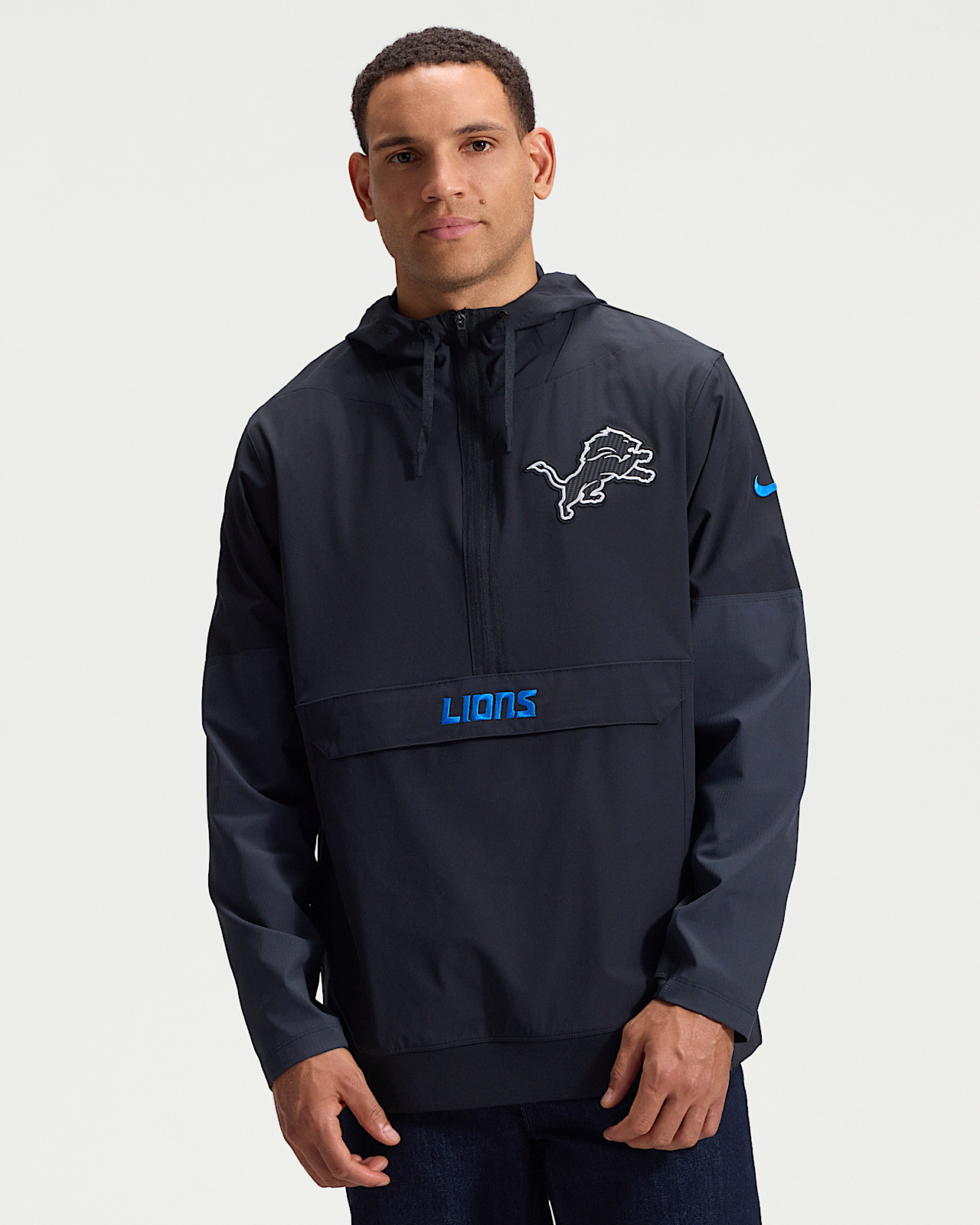 Мужская куртка Detroit Lions Rivalries Collection Sideline Anorak Nike NFL 1/2-Zip Hooded