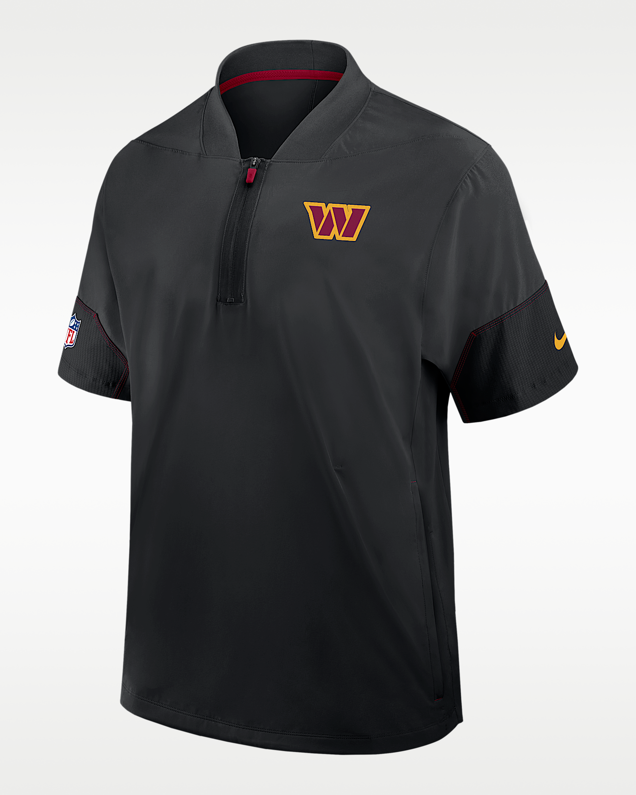 Мужская куртка Washington Commanders Sideline Coach Nike NFL 1/2-Zip Short-Sleeve Hooded