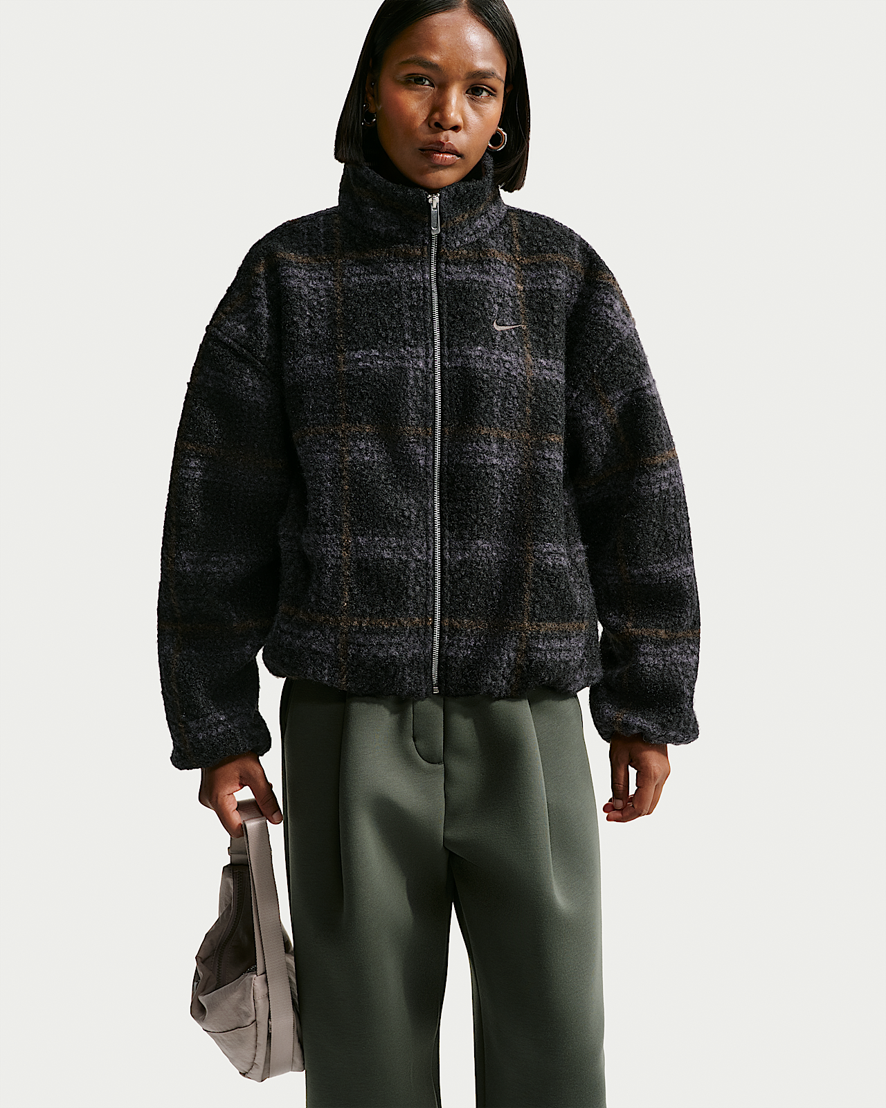 Женская куртка Nike Sportswear Oversized Plaid High-Pile Fleece