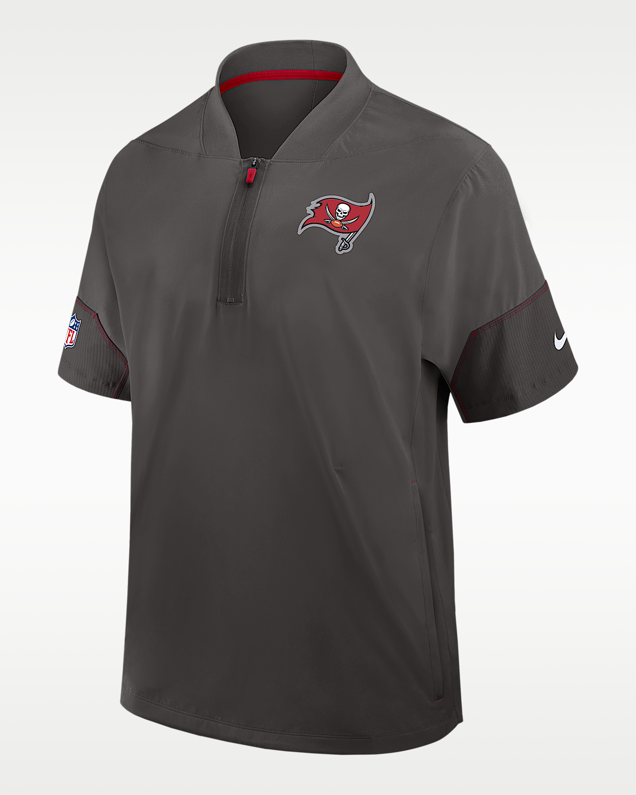 Мужская куртка Tampa Bay Buccaneers Sideline Coach Nike NFL 1/2-Zip Short-Sleeve Hooded