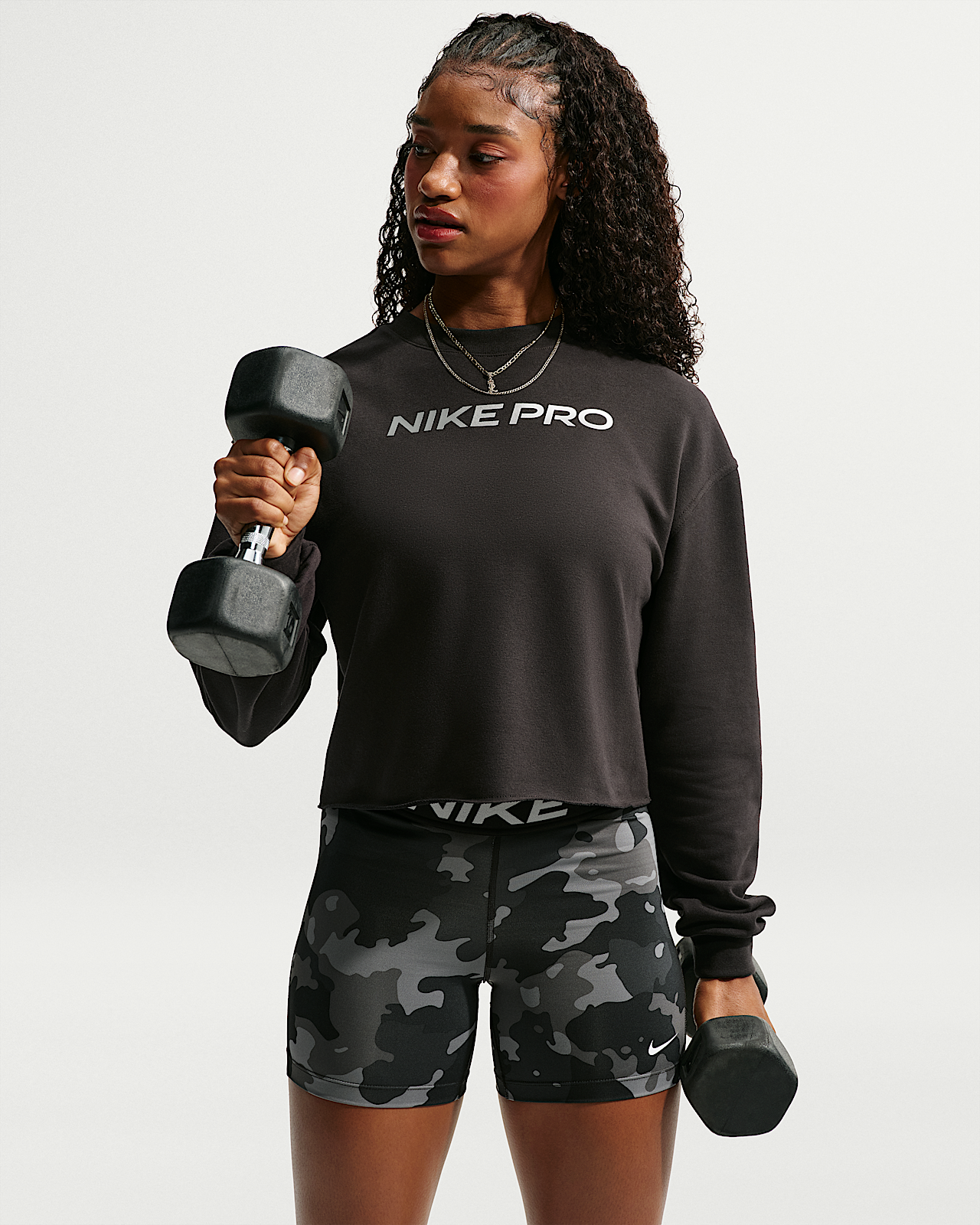 Женские  Nike Pro Dri-FIT Crew-Neck French Terry Top