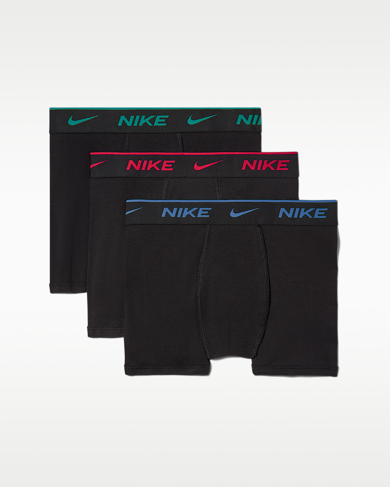 Подростковые  Nike Big Kids' Dri-FIT Color Waistband Cotton Boxer Briefs (3-Pack)