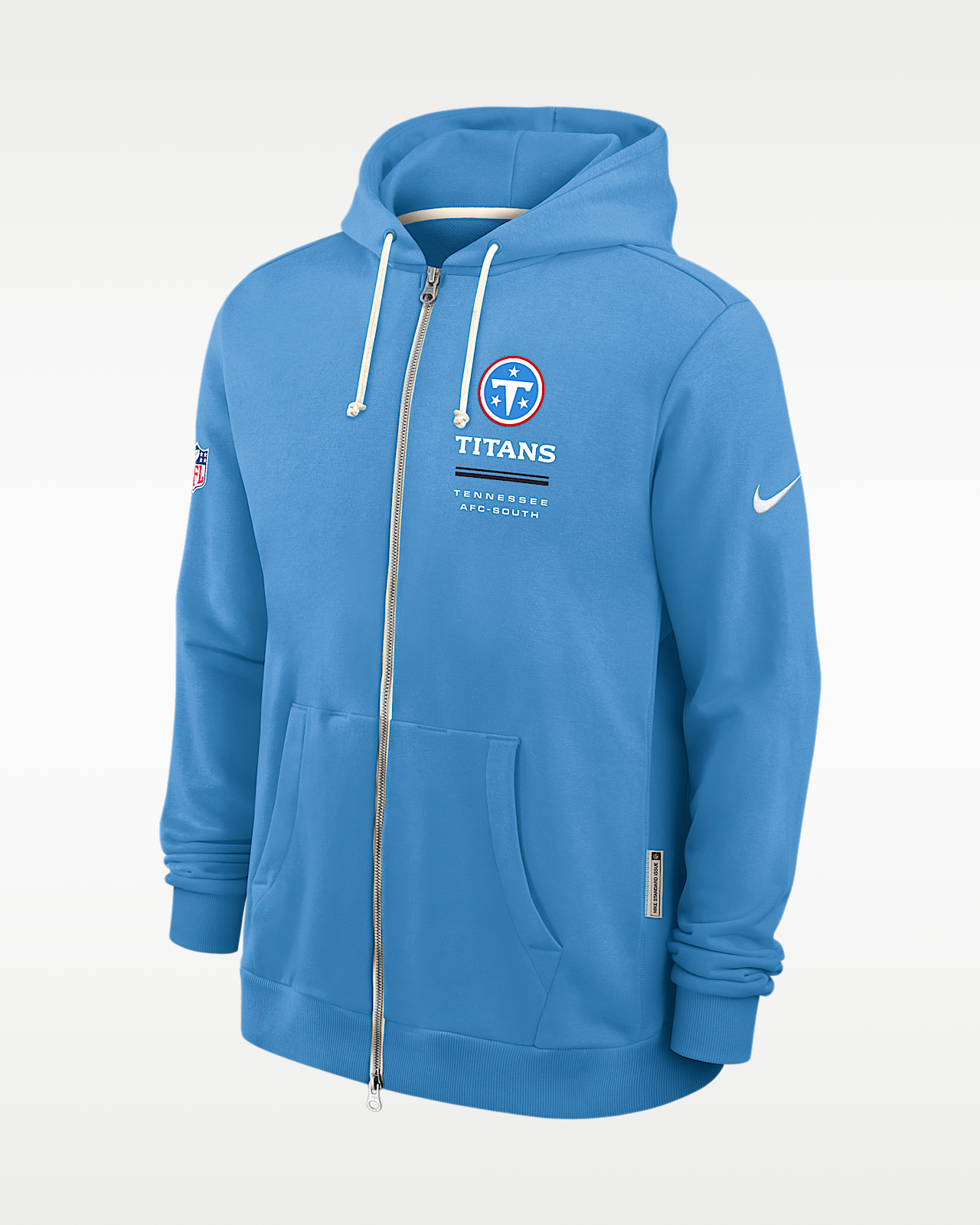 Мужское худи Tennessee Titans Sideline Standard Issue Nike Dri-FIT NFL Full-Zip Hoodie