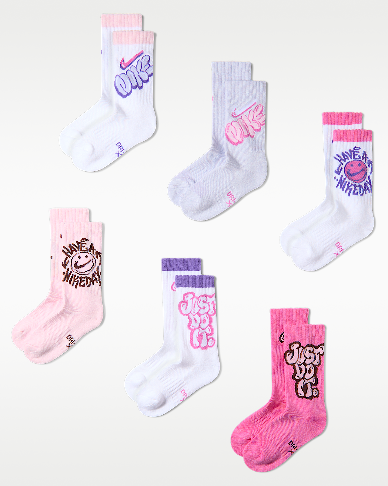 Детские носки Nike Kids' Dri-FIT "Have a Nike Day" Graphic Crew Socks (6 Pairs)