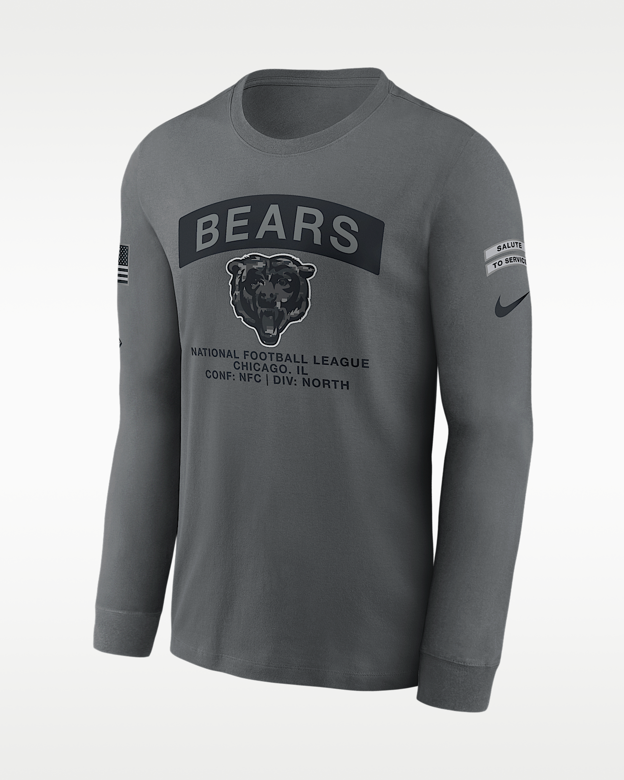 Мужская футболка Chicago Bears Salute to Service Nike NFL Long-Sleeve