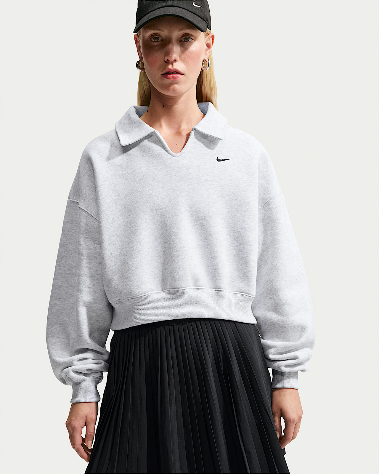 Женские  Nike Studio Fleece Medium Weight Oversized Cropped Polo