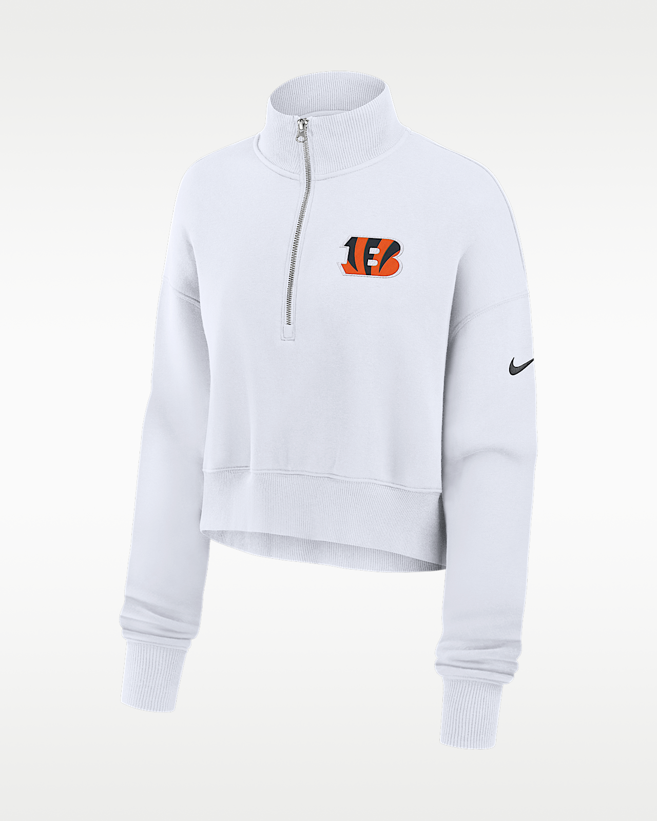 Женские  Cincinnati Bengals Primetime Phoenix Nike NFL Oversized Cropped 1/4-Zip Crew