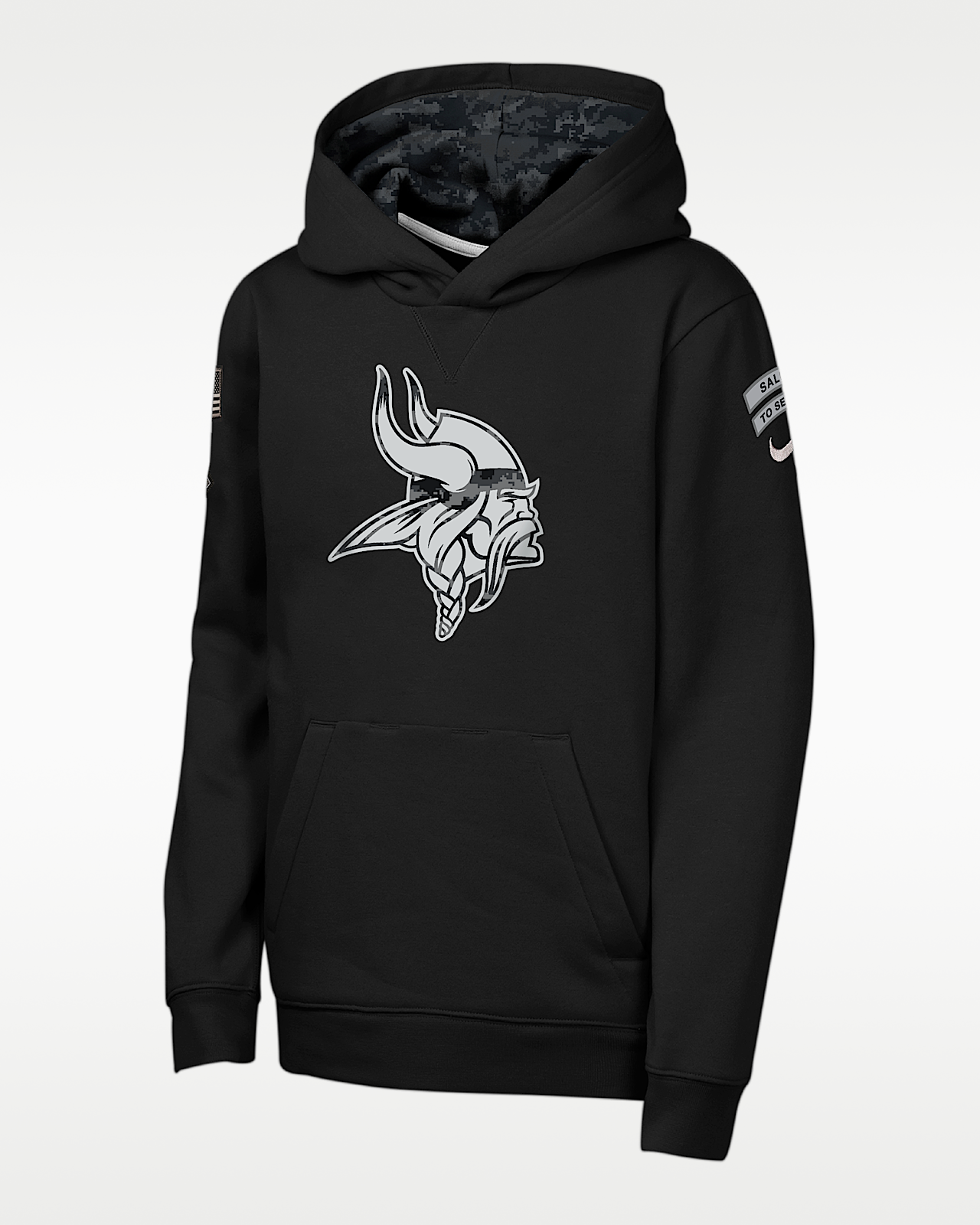 Детское худи Minnesota Vikings Salute to Service Sideline Club Big Kids' Nike NFL Pullover Hoodie