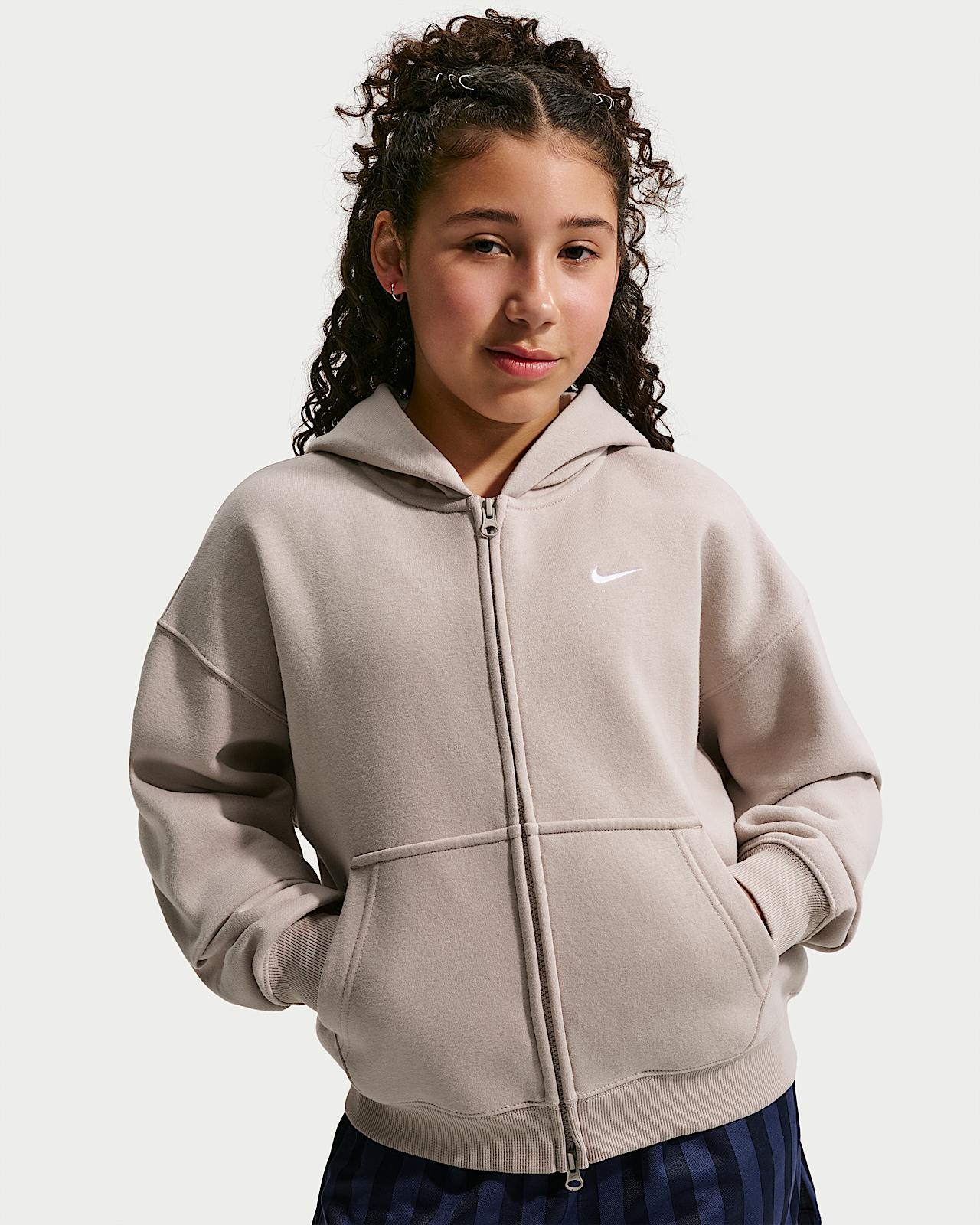 Детское худи Nike Sportswear Studio Fleece Big Kids' (Girls') Oversized Full-Zip Hoodie