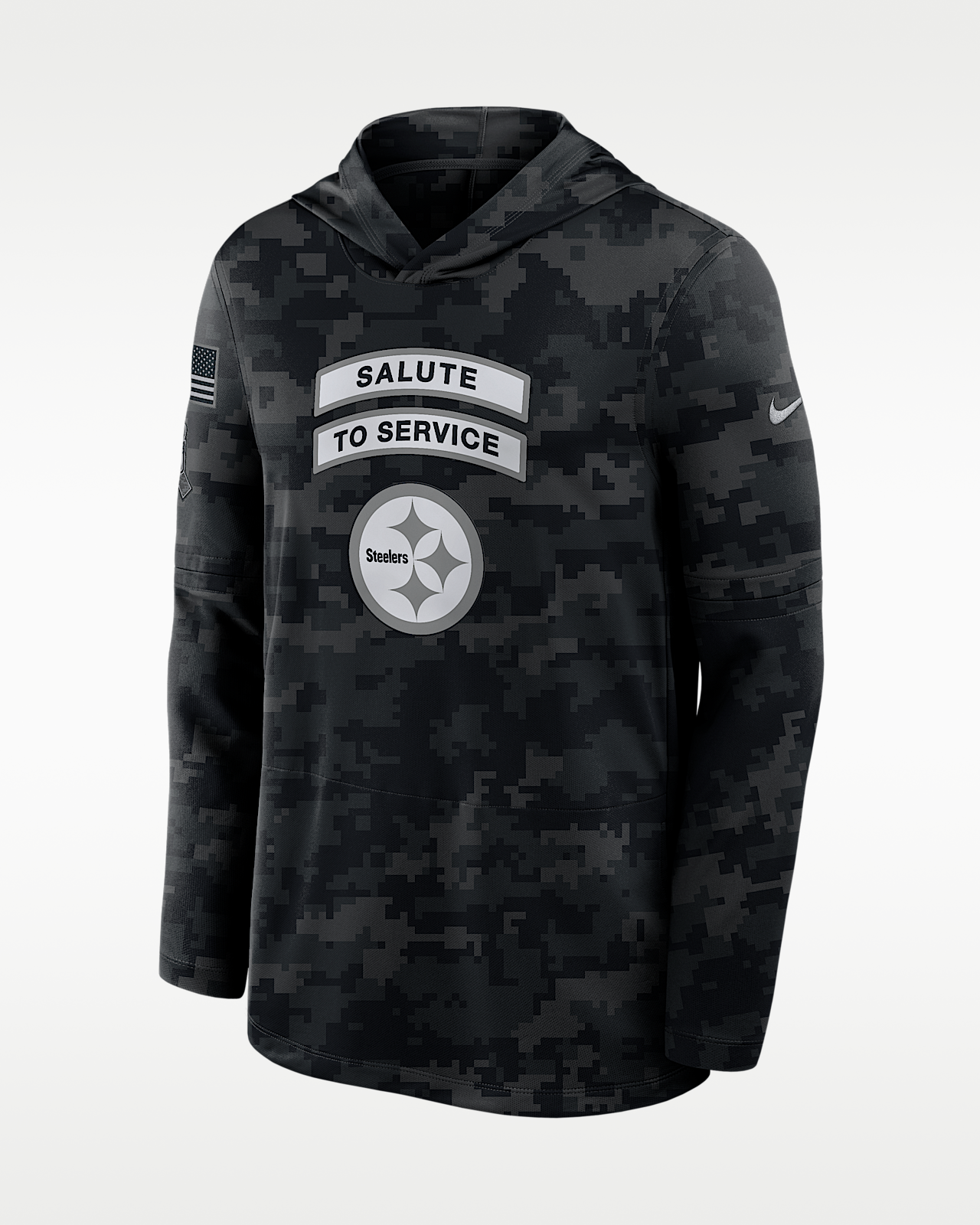Мужские  Pittsburgh Steelers Salute to Service Sideline Nike Dri-FIT NFL Long-Sleeve Hooded Top