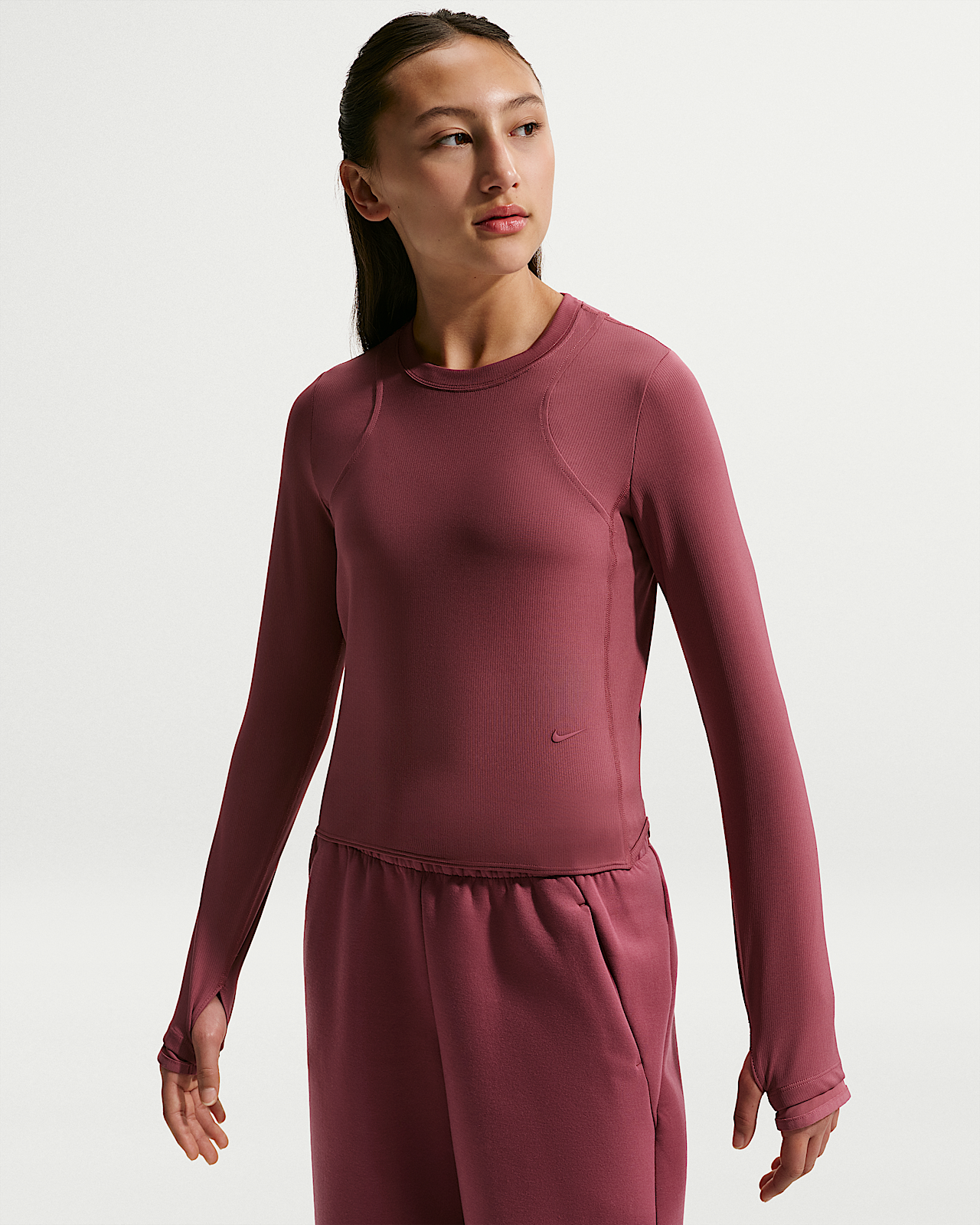 Детские  Nike MAVN Girls' Dri-FIT Ribbed Long-Sleeve Top