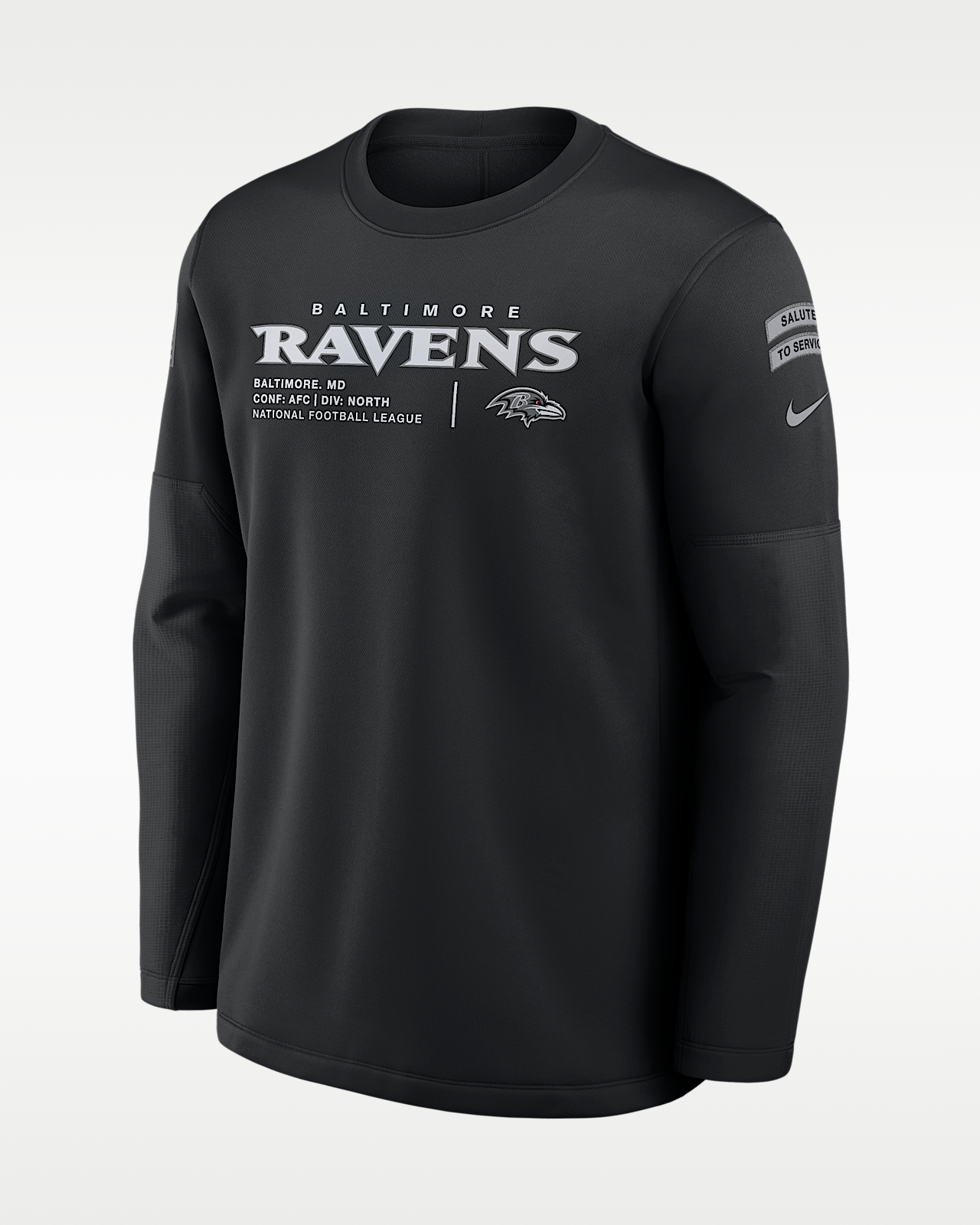 Мужские  Baltimore Ravens Salute to Service Sideline Coaches Nike NFL Pullover Crew