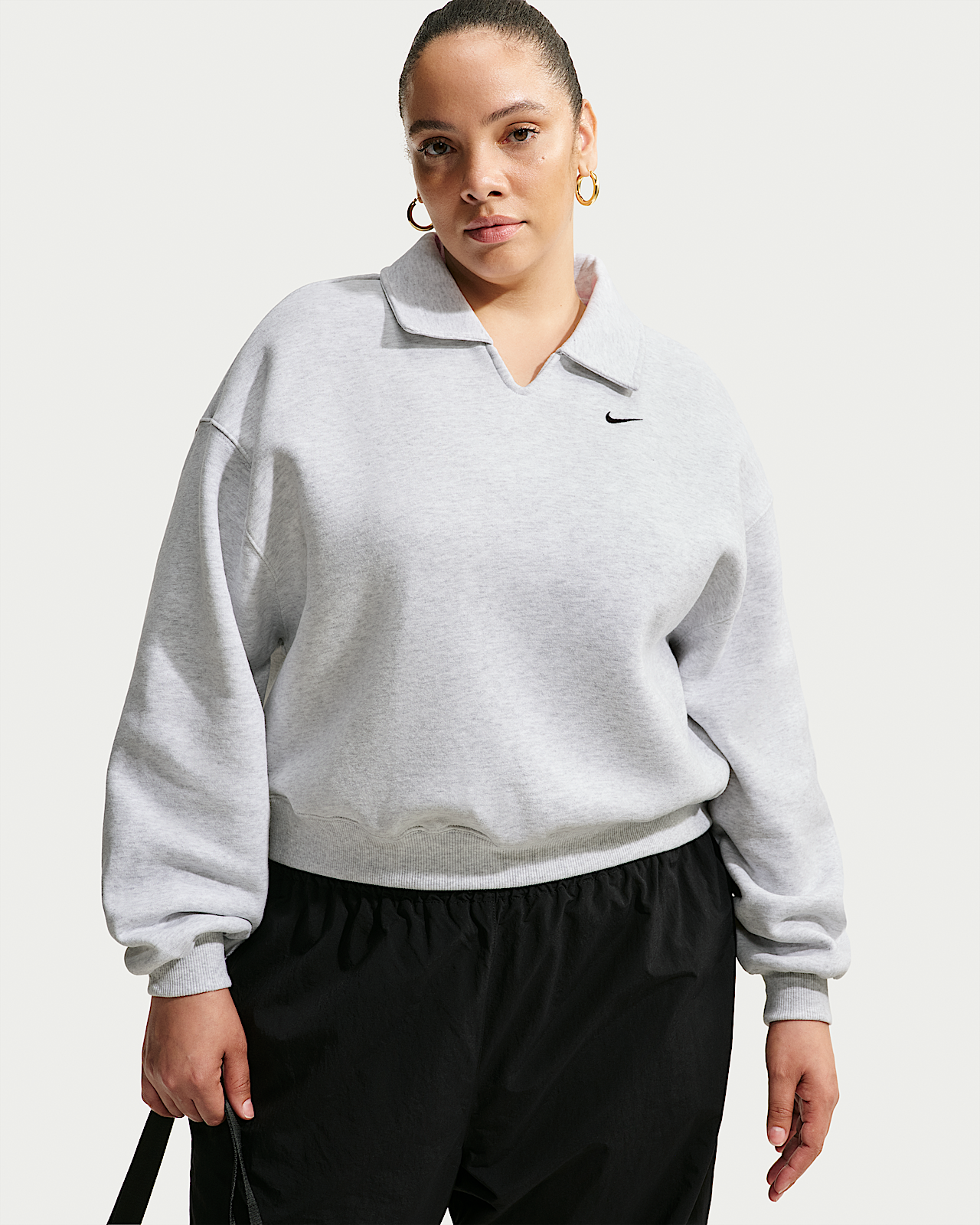 Женские  Nike Studio Fleece Medium Weight Oversized Cropped Polo