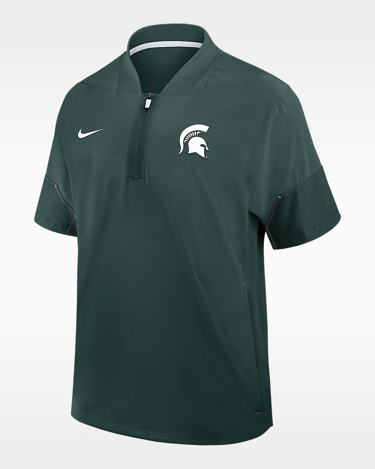 Мужская куртка Michigan State Sideline Coach Nike College 1/2-Zip Short-Sleeve Hooded