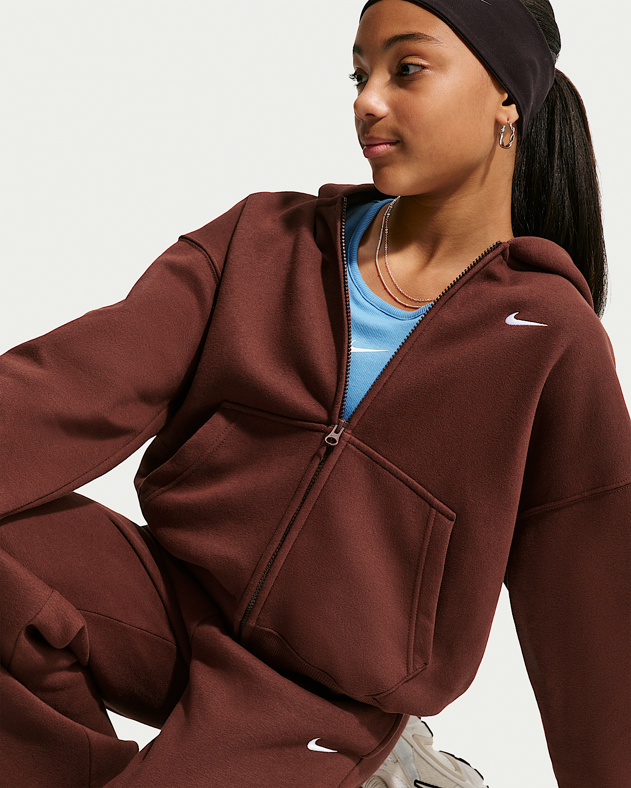 Детское худи Nike Sportswear Studio Fleece Big Kids' (Girls') Oversized Full-Zip Hoodie