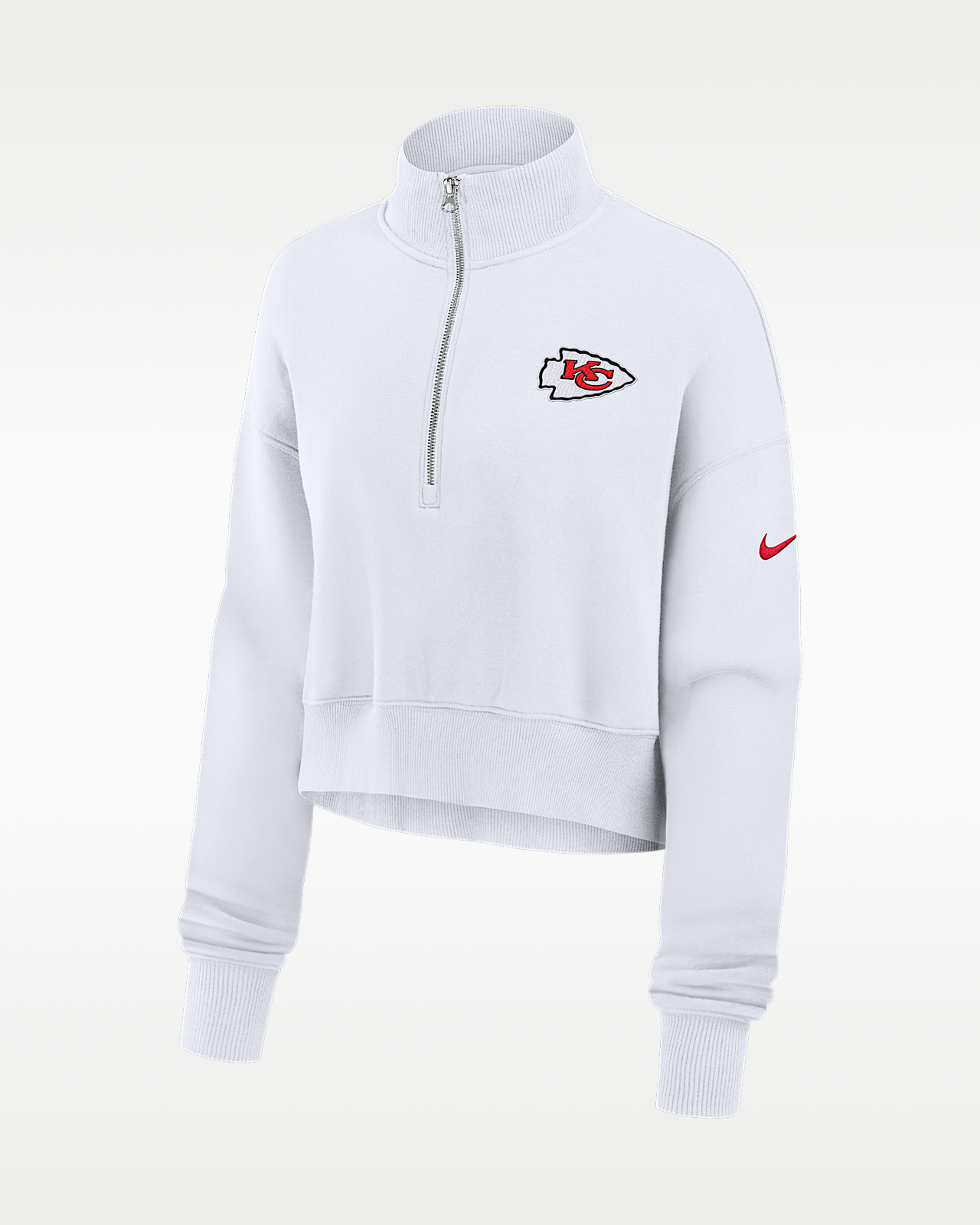Женские  Kansas City Chiefs Primetime Phoenix Nike NFL Oversized Cropped 1/4-Zip Crew