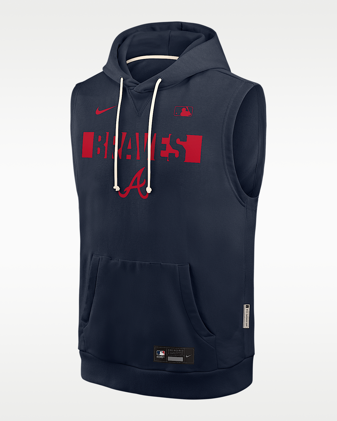 Мужское худи Atlanta Braves Authentic Collection Standard Issue Nike Dri-FIT MLB Sleeveless Pullover Hoodie