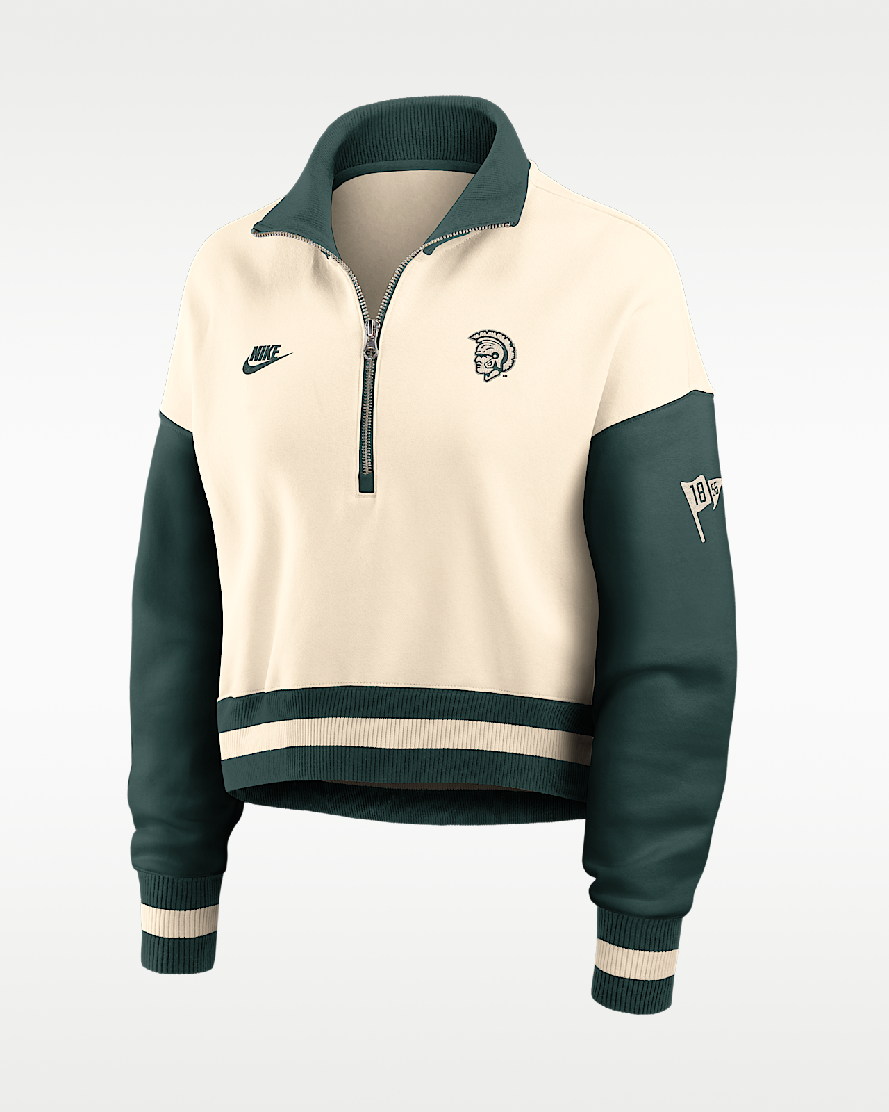 Женские  Michigan State Legacy Nike College Cropped Oversized 1/4-Zip Crew