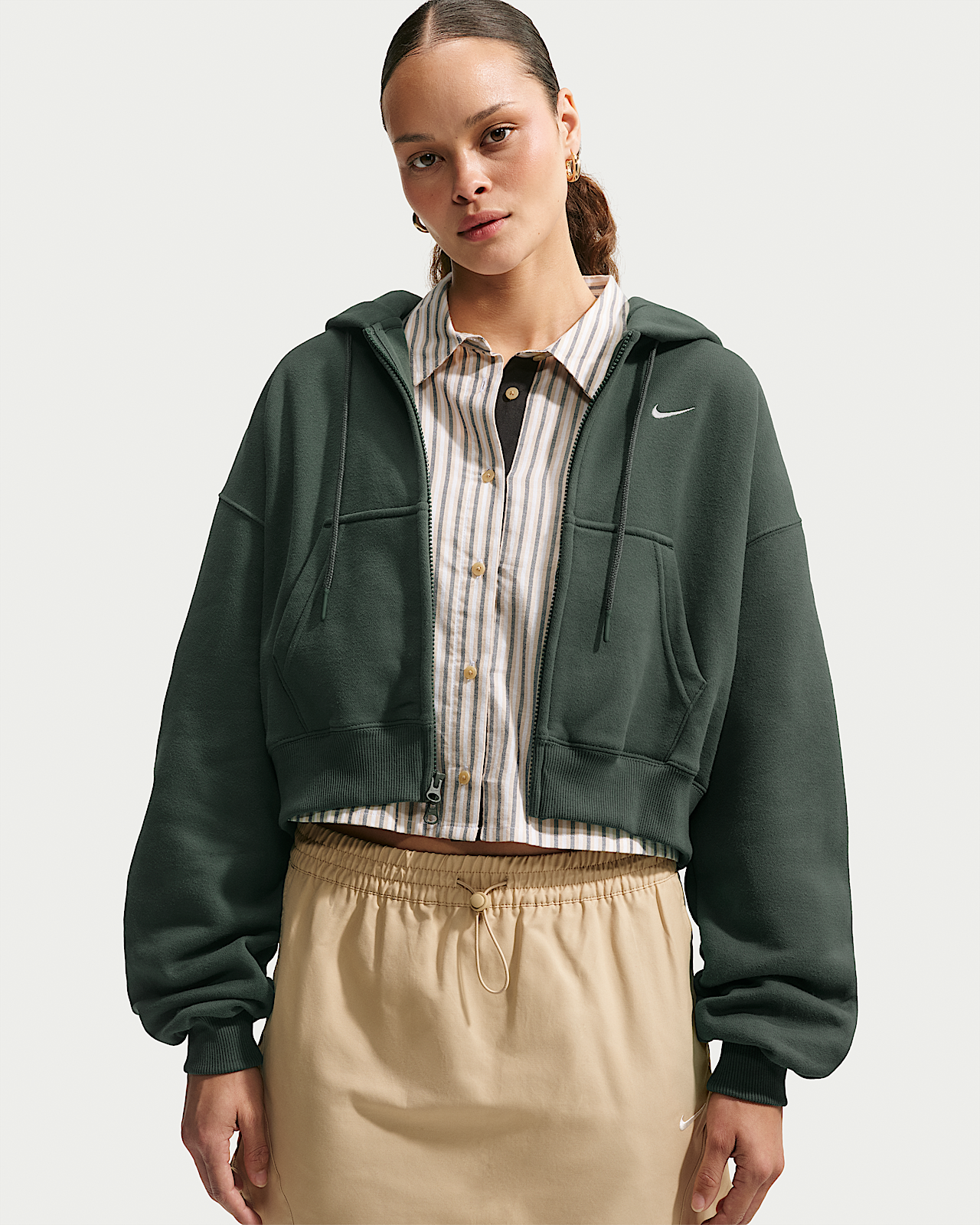 Женское худи Nike Studio Fleece Medium Weight Oversized Full-Zip Cropped Hoodie