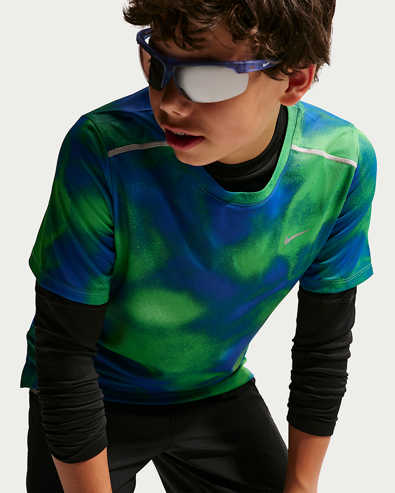 Детские шорты Nike Miler Kids' Dri-FIT Short-Sleeve Top для бега