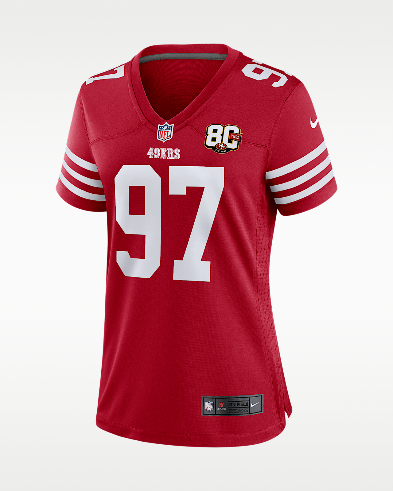 Женские джерси Nick Bosa San Francisco 49ers 80th Anniversary Nike NFL Game Jersey