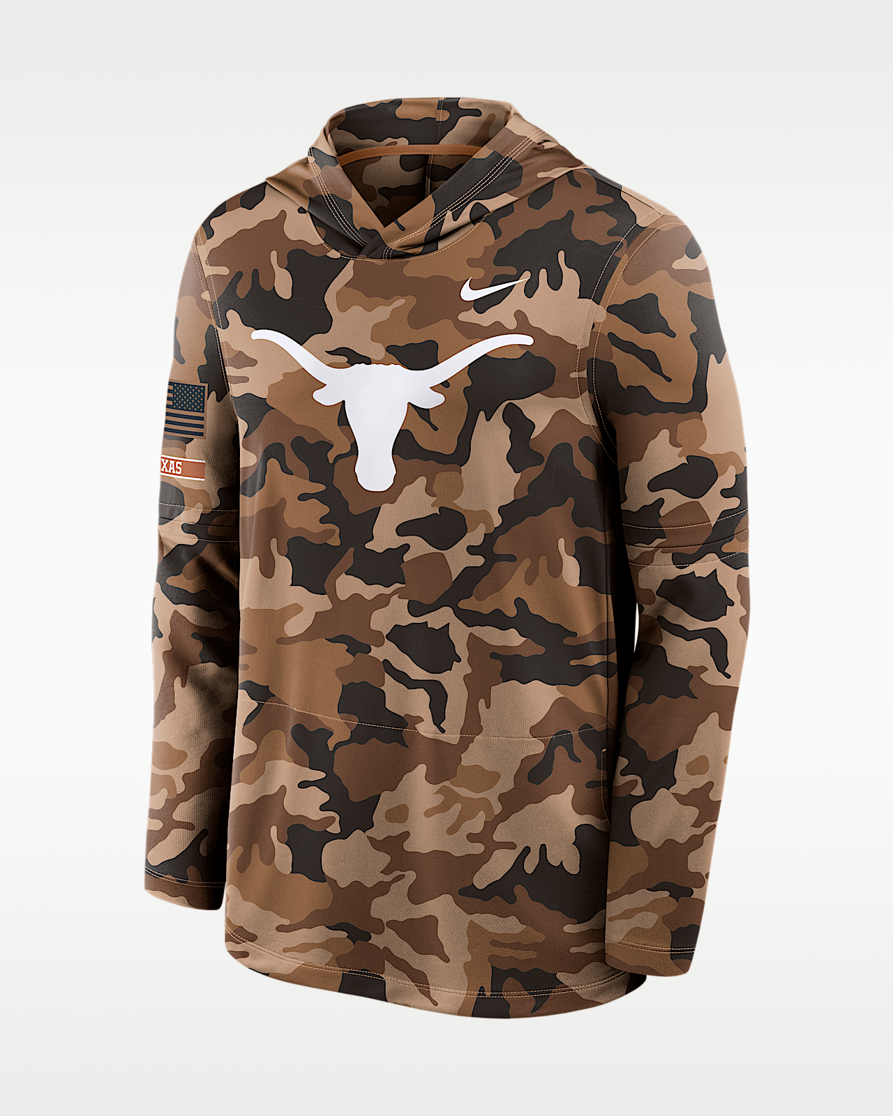 Мужские  Texas 2026 Military Appreciation Nike Dri-FIT College Long-Sleeve Hooded Top