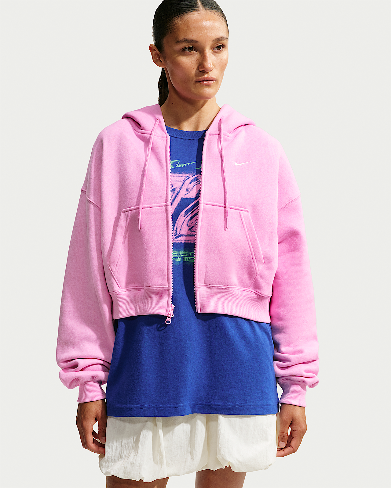 Женское худи Nike Studio Fleece Medium Weight Oversized Full-Zip Cropped Hoodie