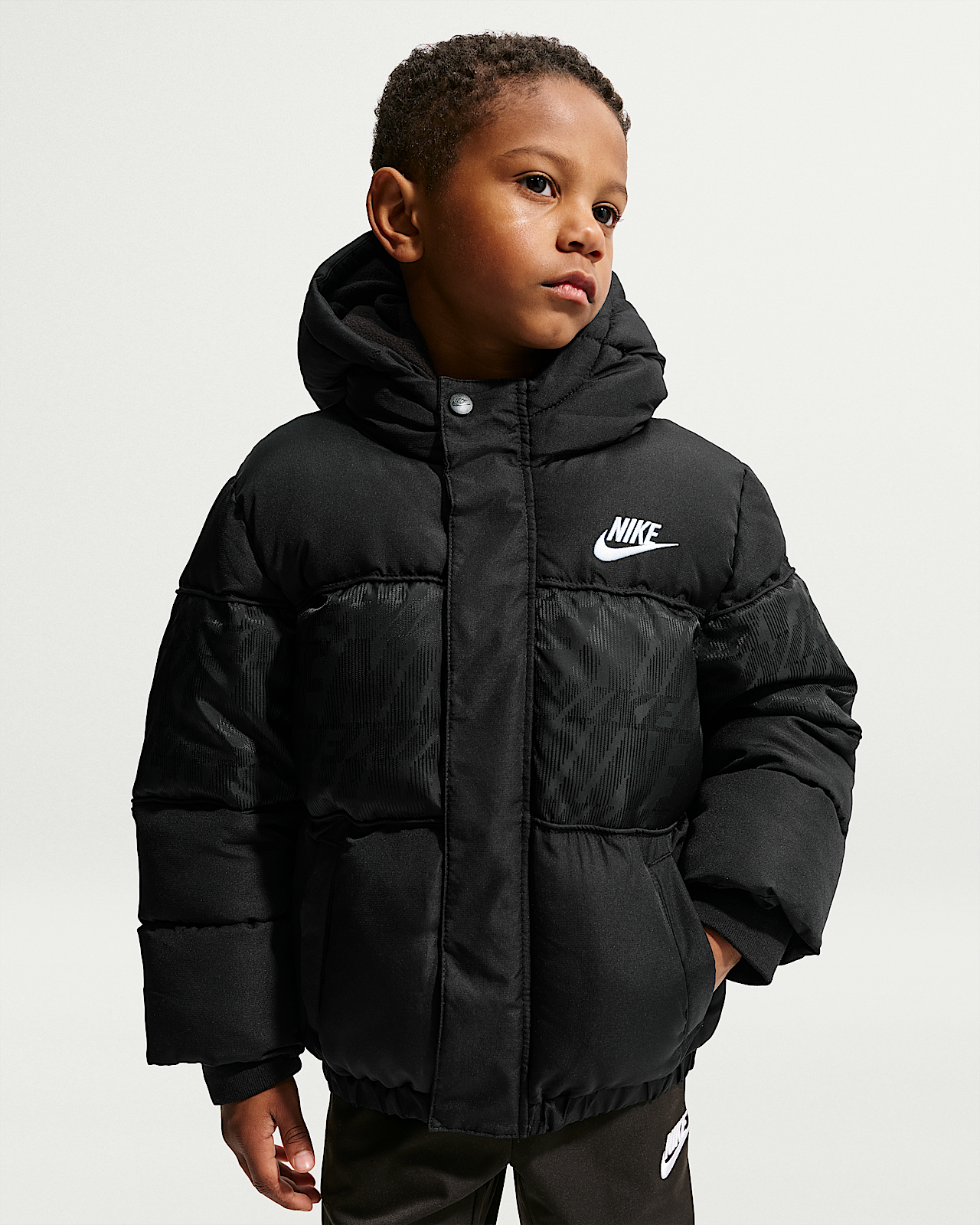 Детская куртка Nike Little Kids' Jacquard Logo Mixed Media Puffer