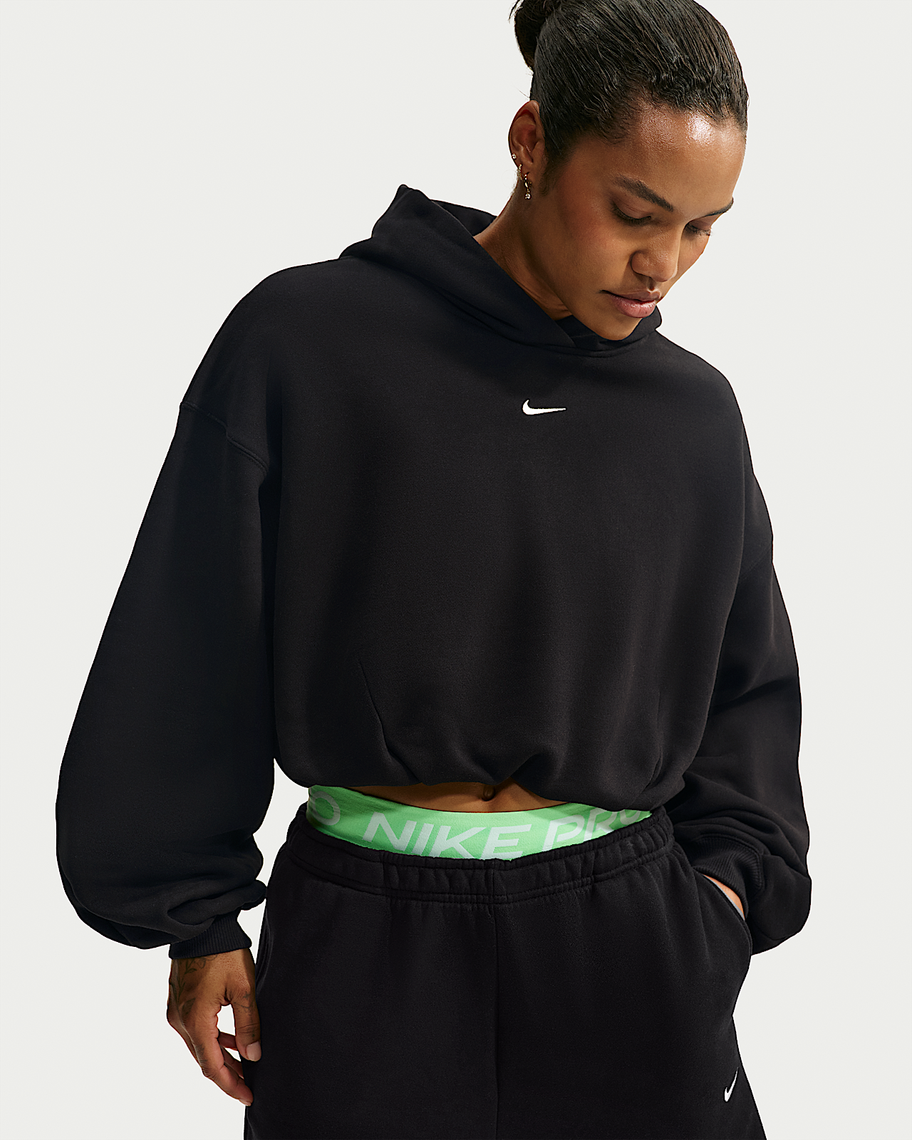 Женское худи Nike Studio Fleece Medium Weight Oversized Cropped Hoodie