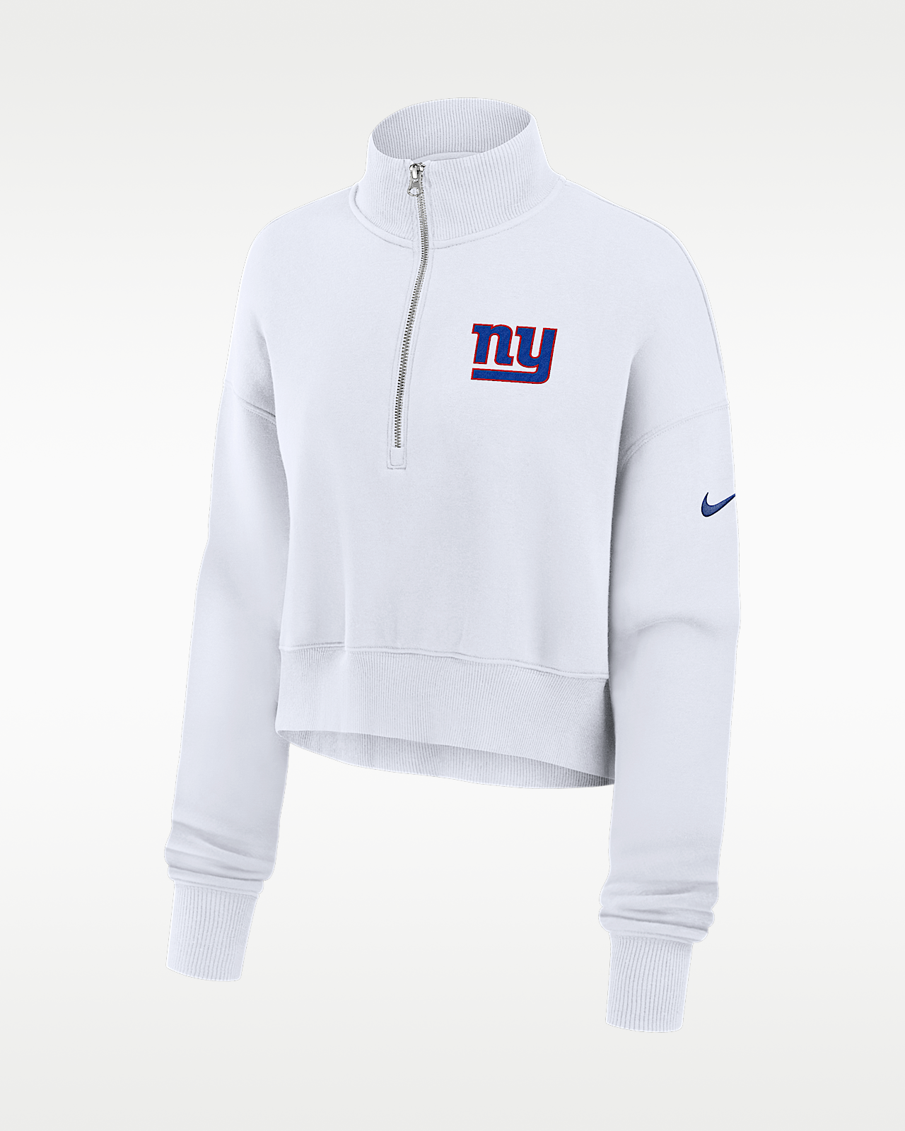 Женские  New York Giants Primetime Phoenix Nike NFL Oversized Cropped 1/4-Zip Crew