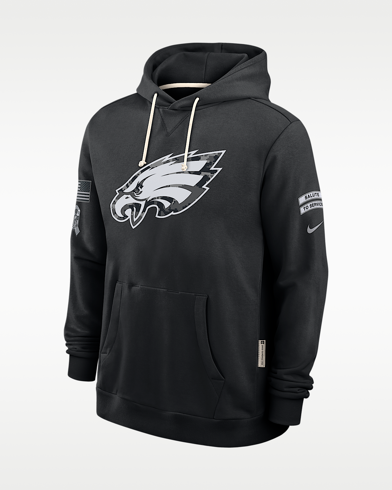 Мужское худи Philadelphia Eagles Salute to Service Sideline Nike Dri-FIT NFL Pullover Hoodie