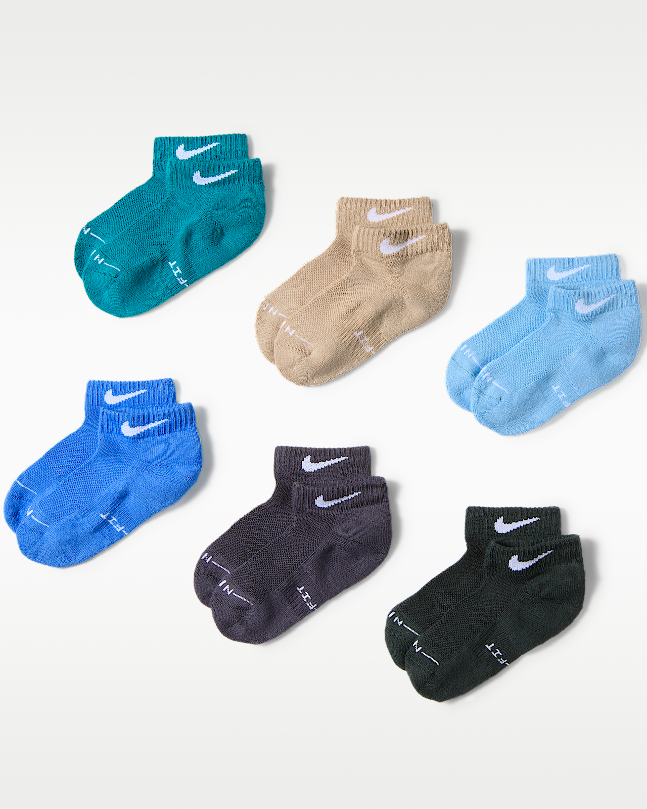 Детские носки Nike Kids' Dri-FIT Elevated Everyday Ankle Socks (6 Pairs)