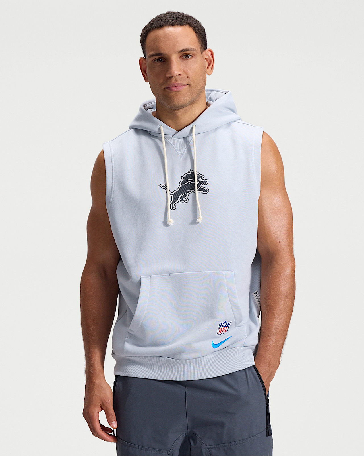 Мужское худи Detroit Lions Rivalries Collection Sideline Nike Dri-FIT NFL Sleeveless Pullover Hoodie
