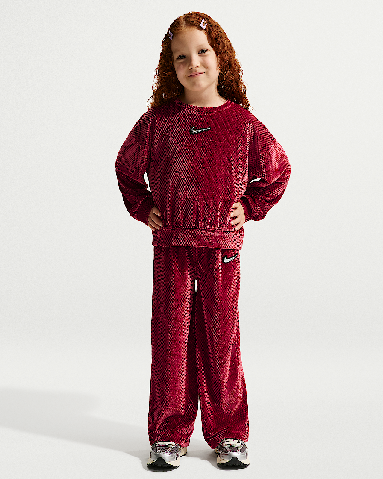 Детские  Nike Little Kids' Swoosh Sparkle 2-Piece Velvet Pants Set