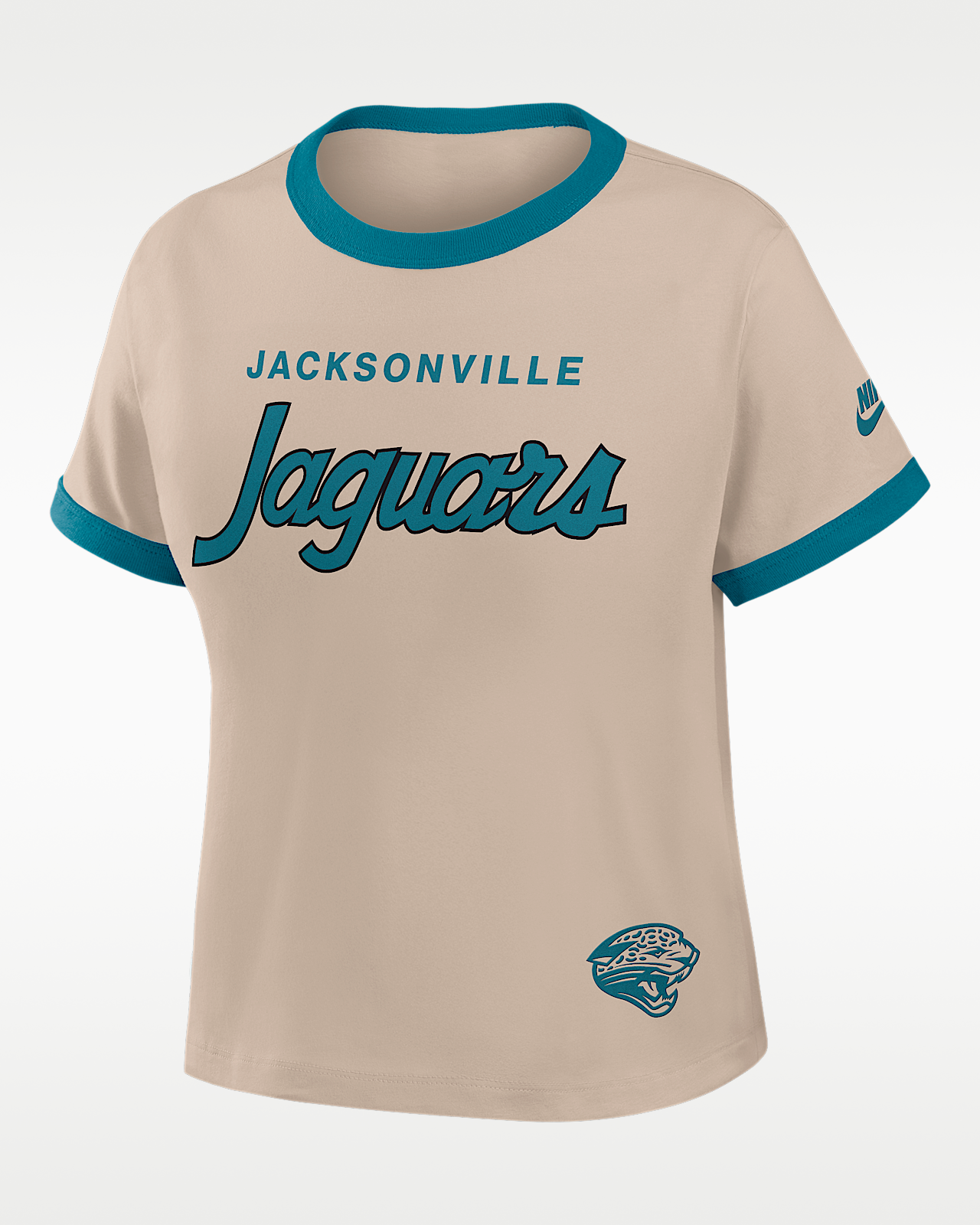 Женская футболка Jacksonville Jaguars Rewind Ringer Mod Nike NFL Cropped