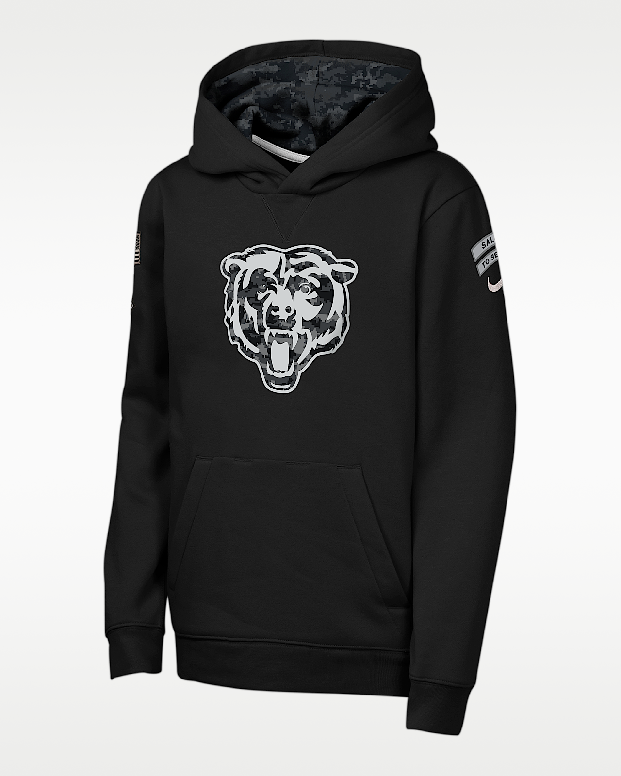 Детское худи Chicago Bears Salute to Service Sideline Club Big Kids' Nike NFL Pullover Hoodie