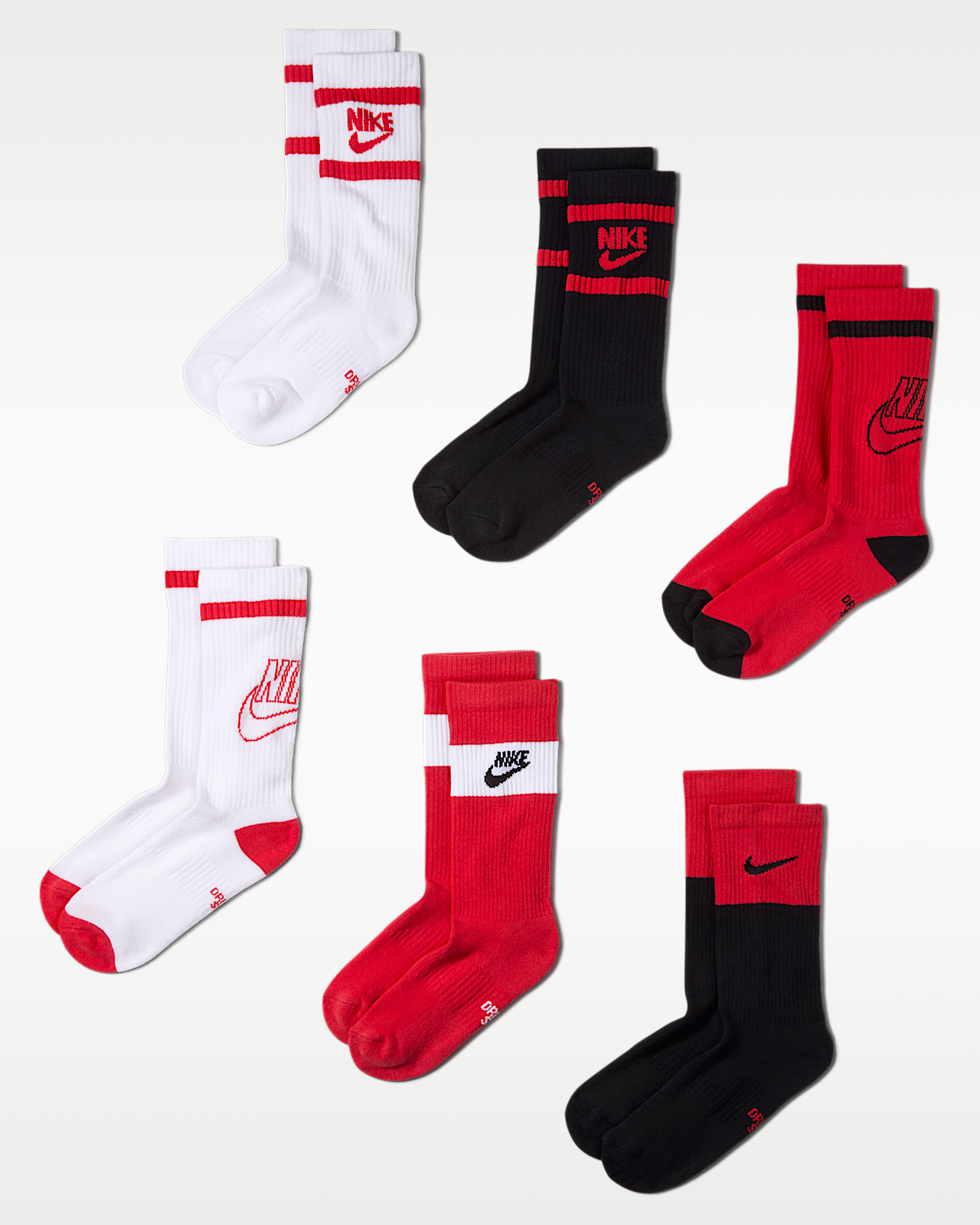 Детские носки Nike Everyday Kids' Cushioned Crew Socks (6 Pairs)