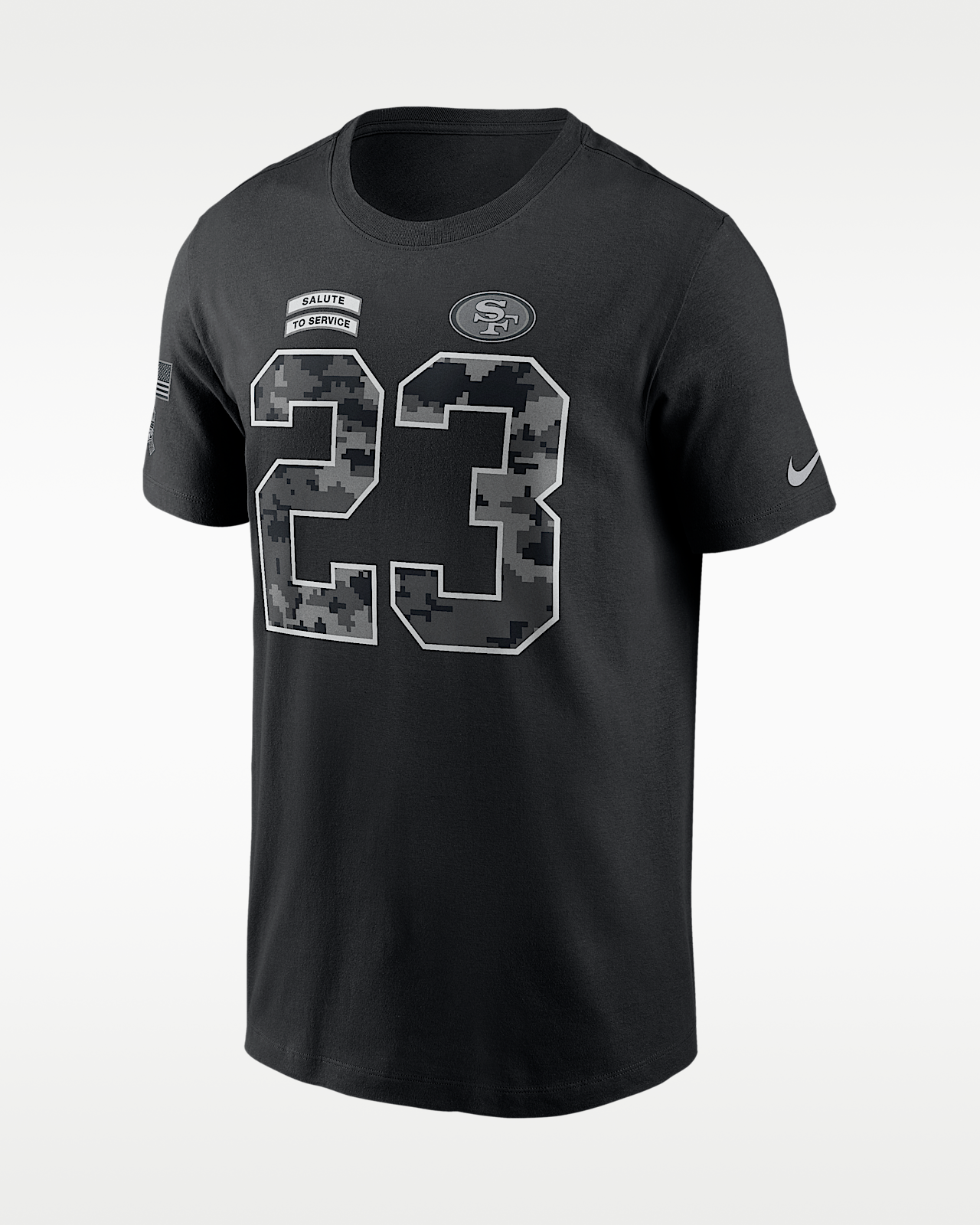 Мужская футболка Christian McCaffrey San Francisco 49ers Salute to Service Nike NFL