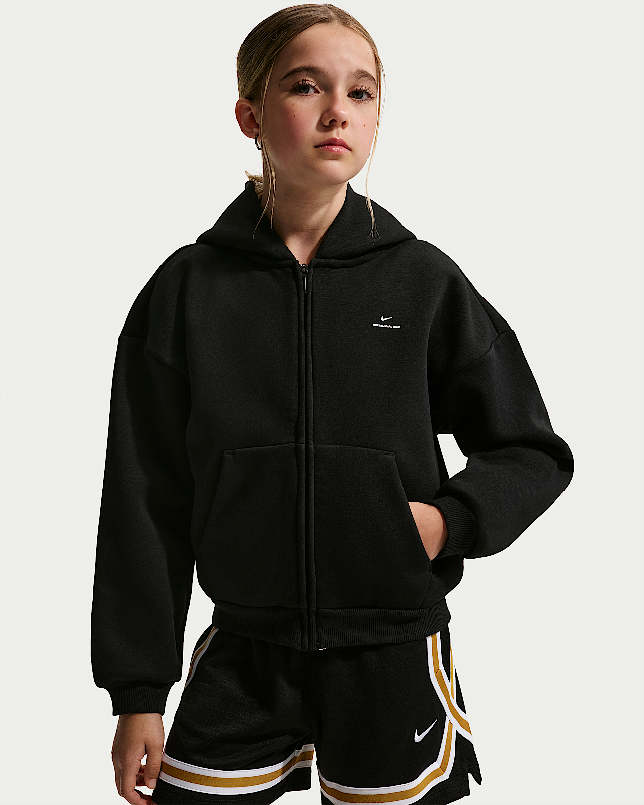 Детское худи Nike Standard Issue Big Kids' Therma-FIT Brushed Fleece Full-Zip Hoodie
